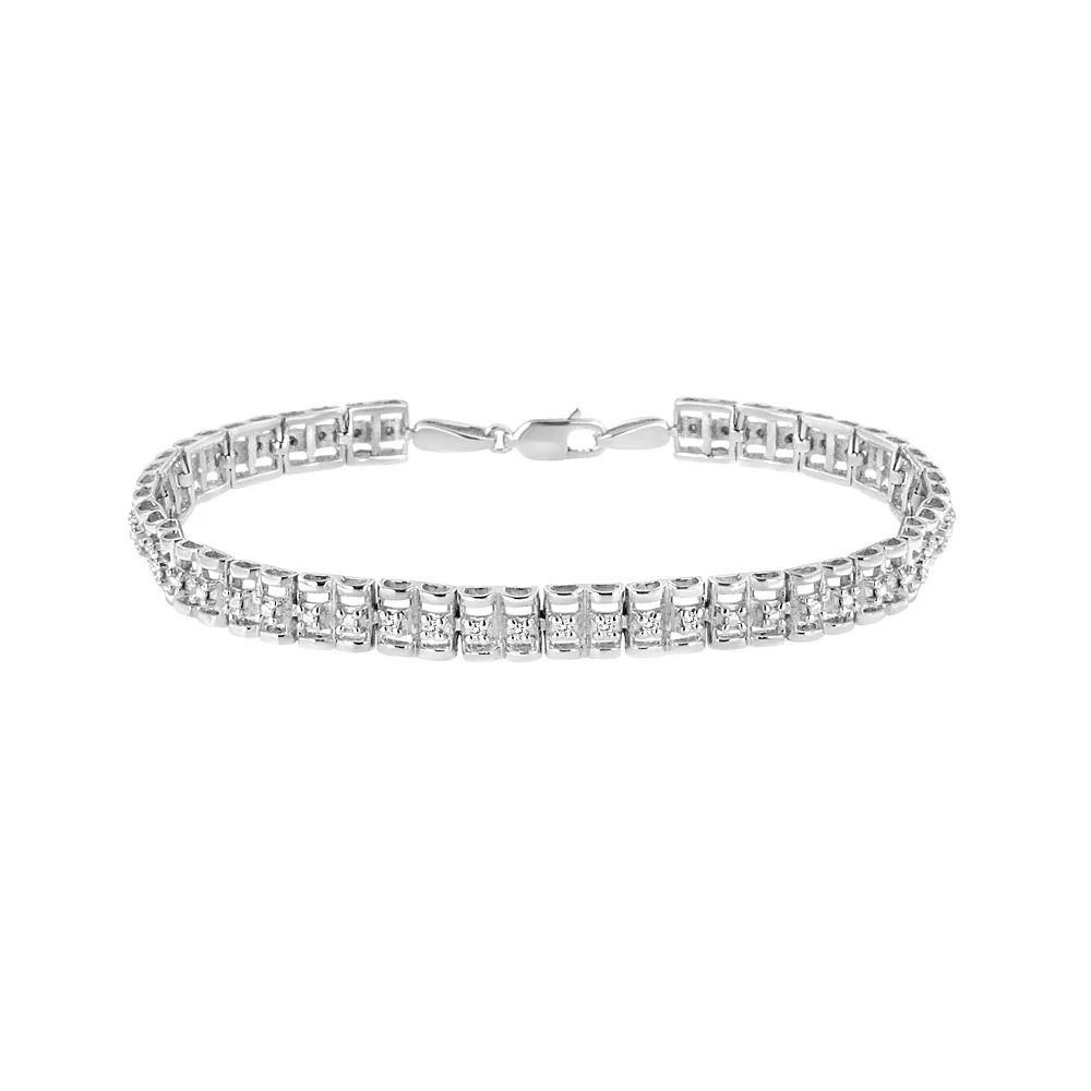 Haus of Brilliance Sterling Silver 1/10 Carat T.W. Diamond Double-Link Rolex Tennis Bracelet, Women's,  Product Image