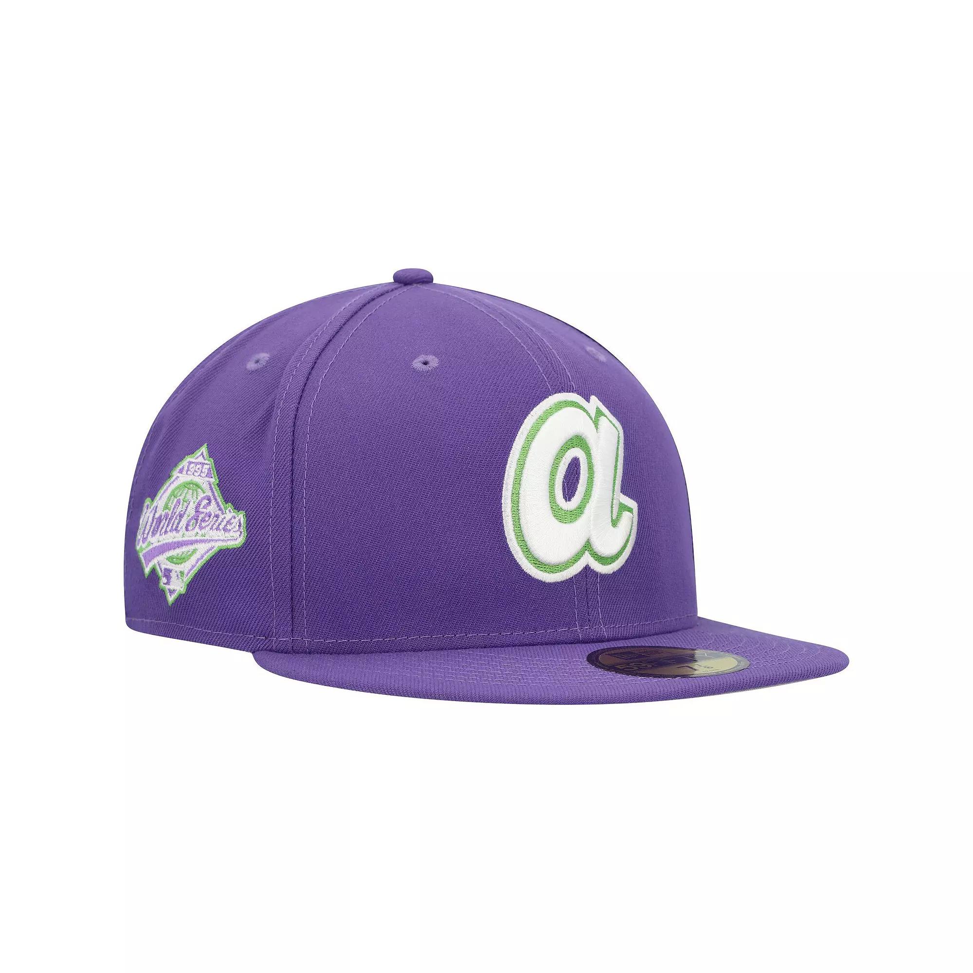 Men's New Era Purple Atlanta Braves Lime Side Patch 59FIFTY Fitted Hat,  Product Image