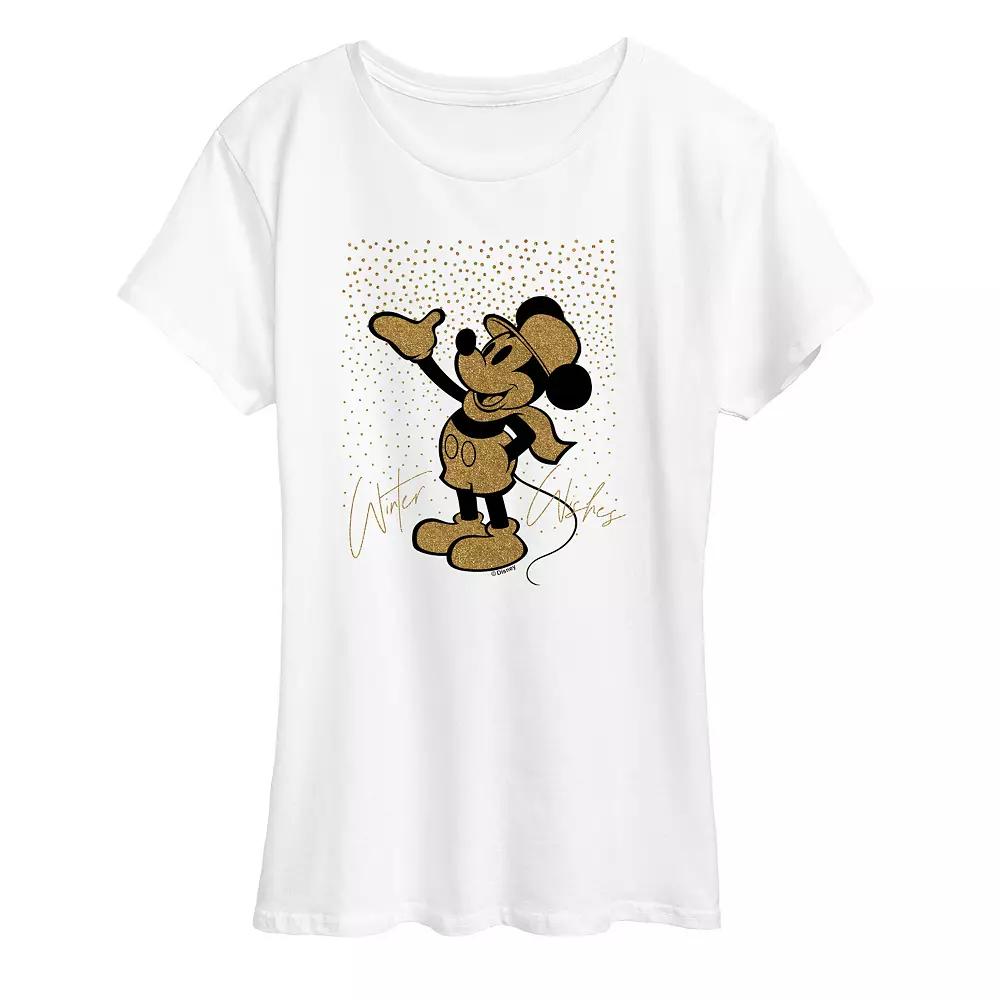 Disney's Mickey Mouse Women's Winter Wishes Sparkle Graphic Tee, Girl's,  Product Image
