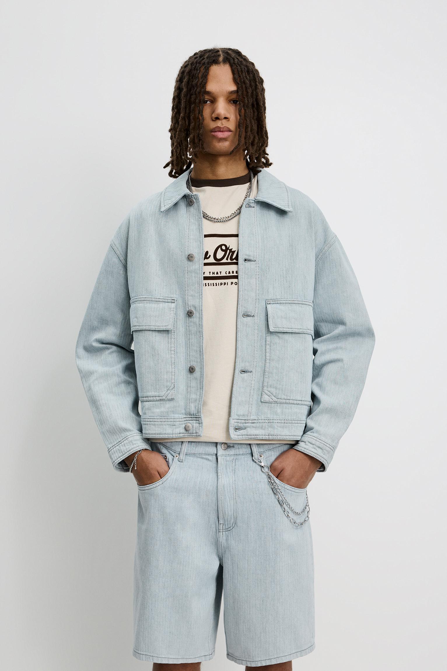Denim jacket with pockets Product Image