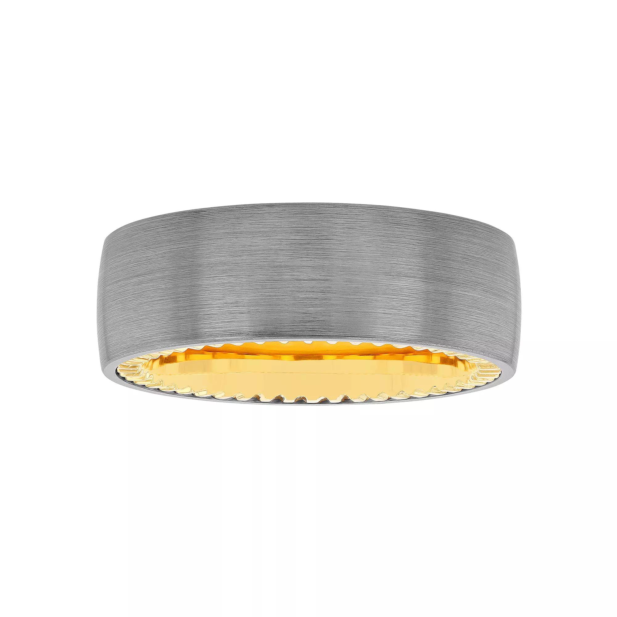 Men's Jewelry Nation Gray Tantalum Gold Tone Fashion Wedding Band, Size: 13.50, Two Tone Product Image