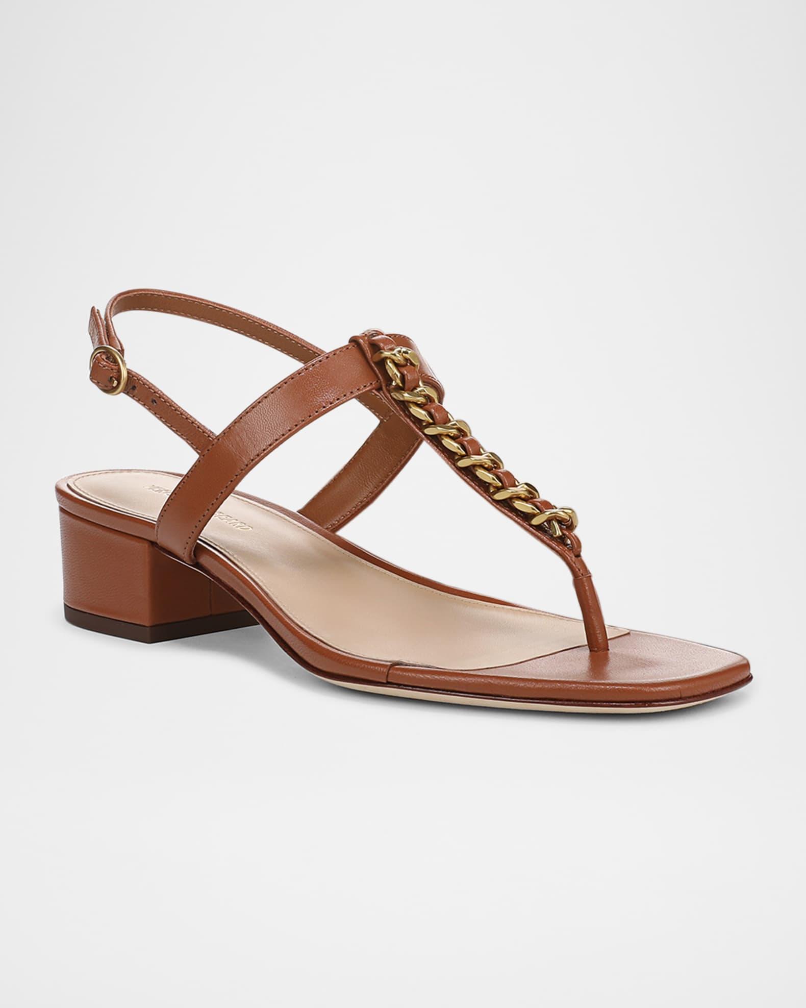 Andie Leather Chain Slingback Sandals Product Image