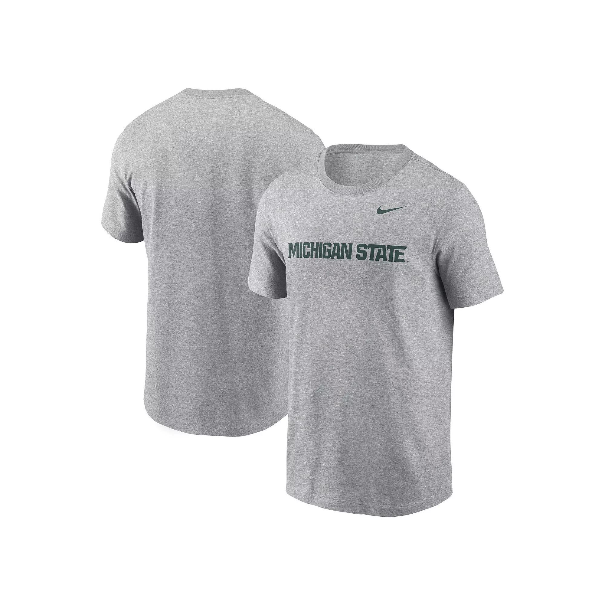 Men's Nike Heather Gray Michigan State Spartans Primetime Wordmark T-Shirt,  Product Image