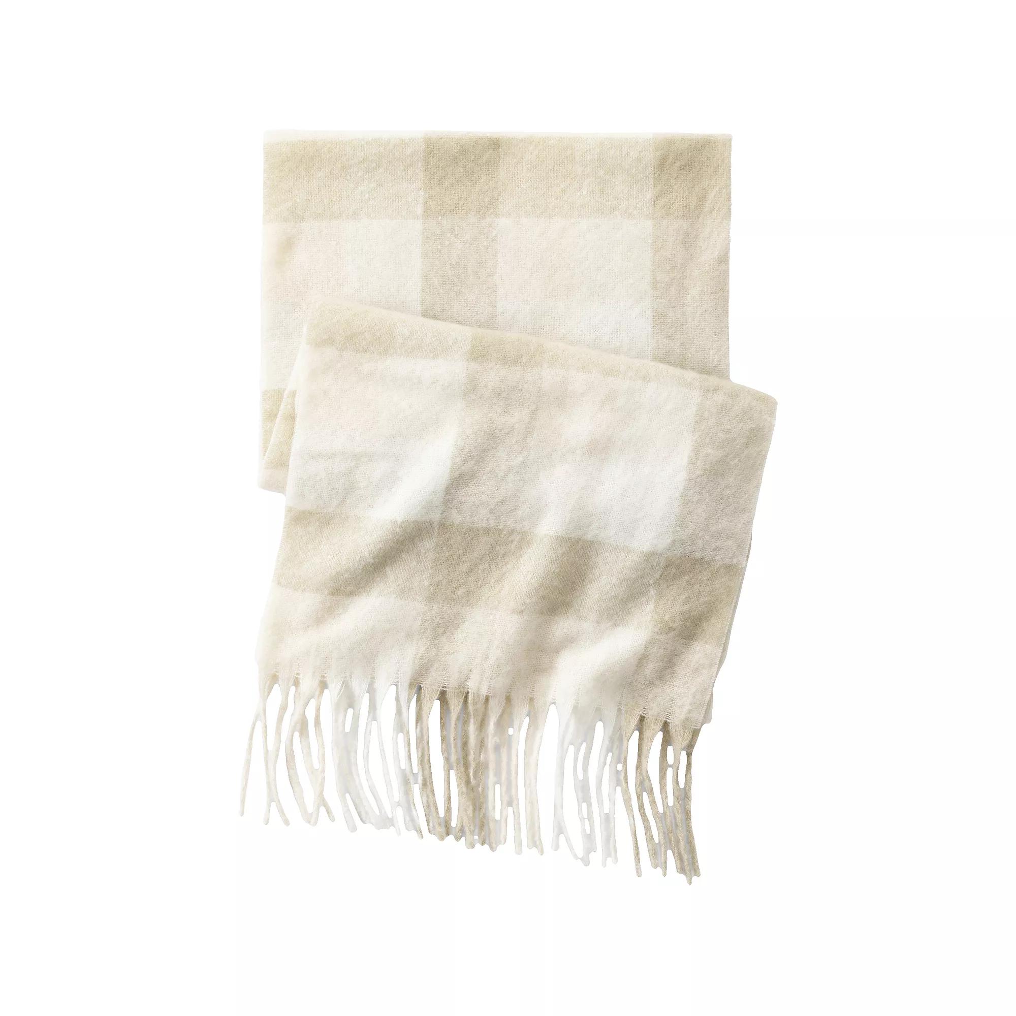Women's Lands' End Brushed Blanket Scarf, Alabaster Check Product Image