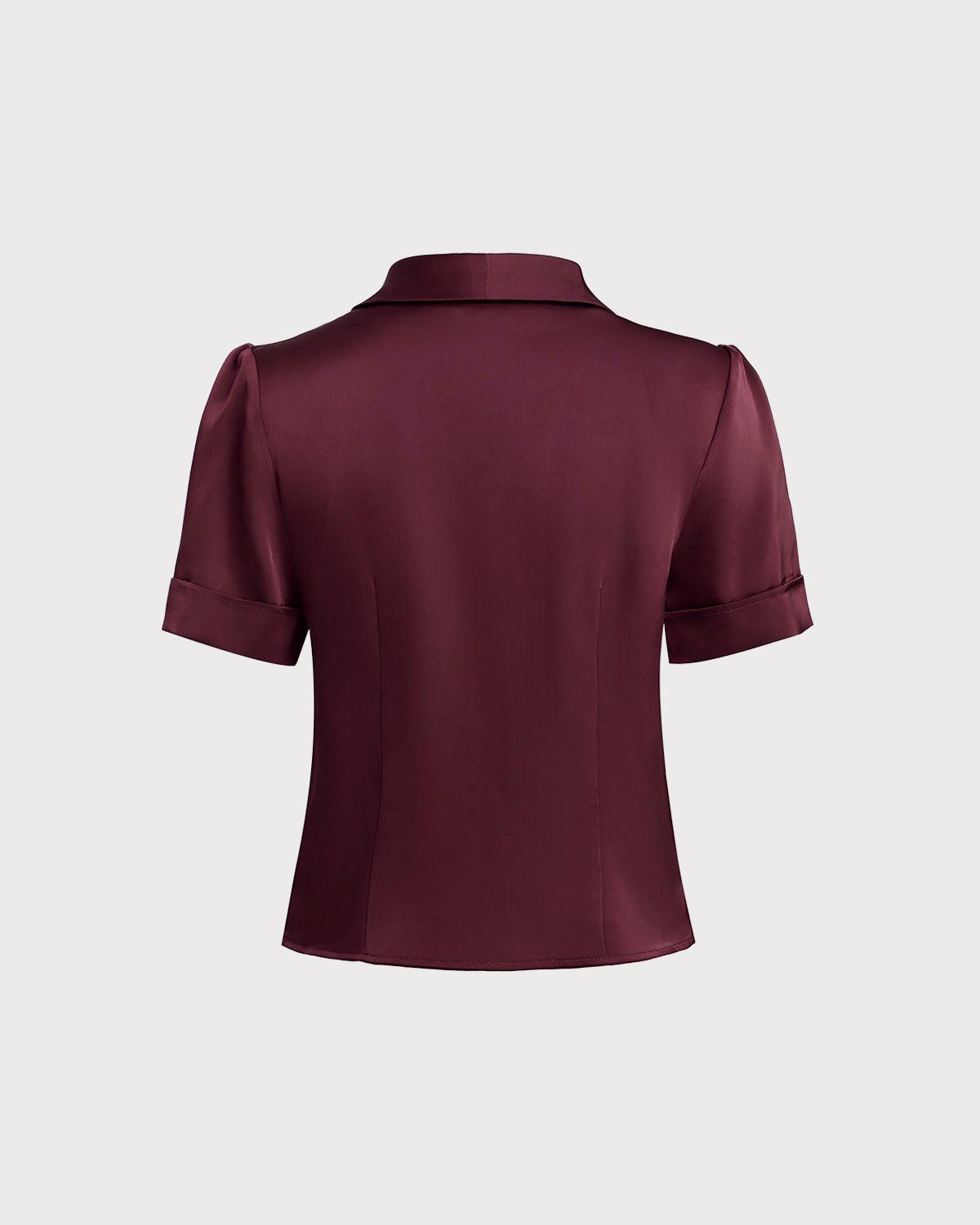 Wine Red Satin Blouse Product Image