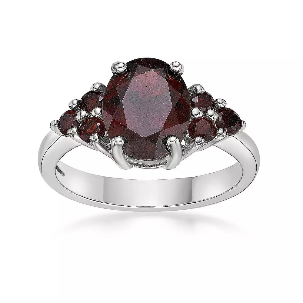 Gemminded Sterling Silver Garnet Oval Ring, Women's, Size: 7 Product Image