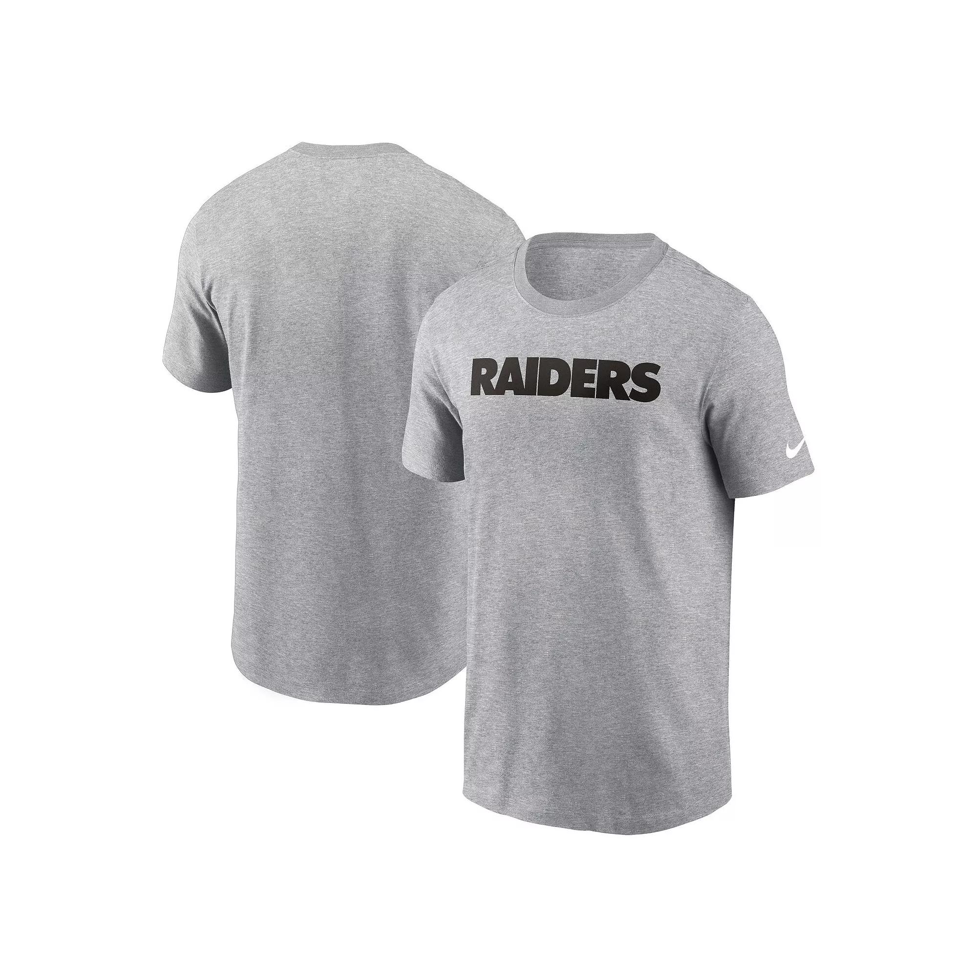 Men's Nike Heather Gray Las Vegas Raiders Primetime Wordmark Essential T-Shirt,  Product Image