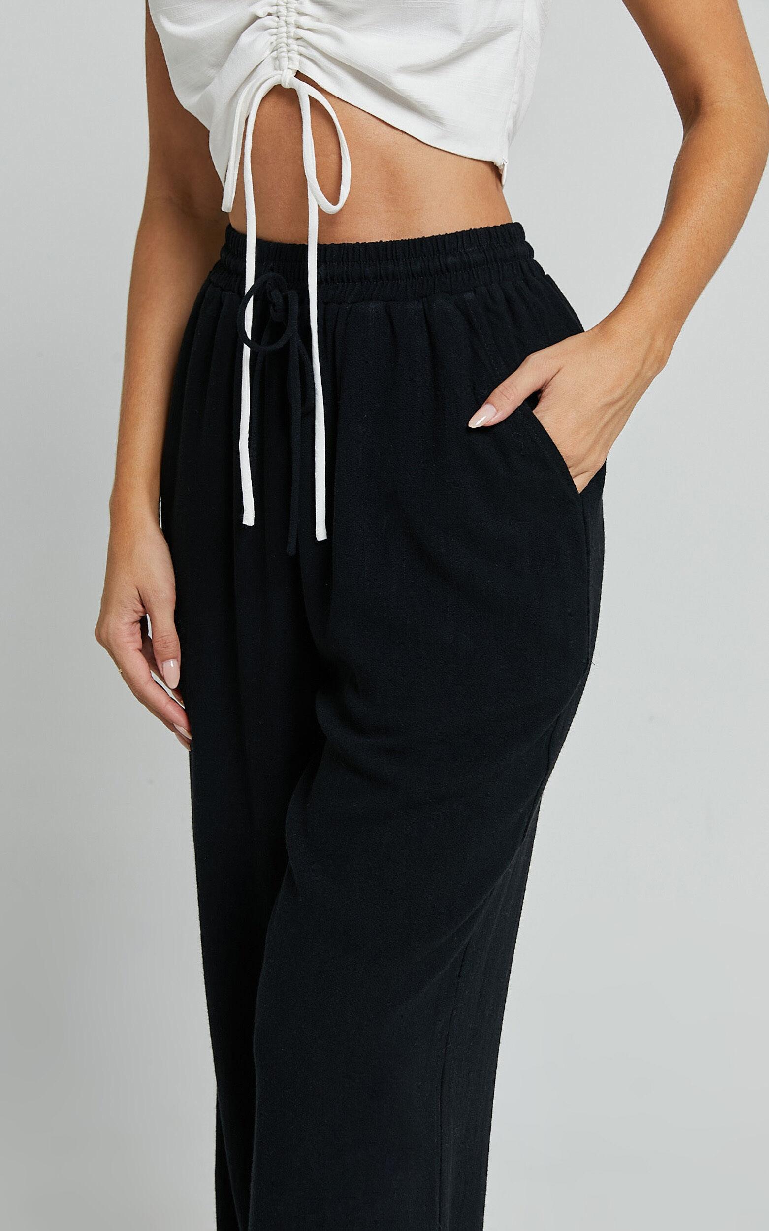 Kala Pants - Mid Waisted Relaxed Elastic Waist Pants in Black Product Image