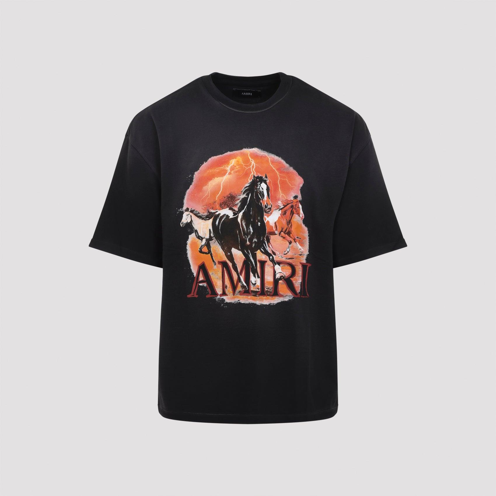 AMIRI Graphic Print Oversized Crewneck T-shirt Shirt In Black Product Image