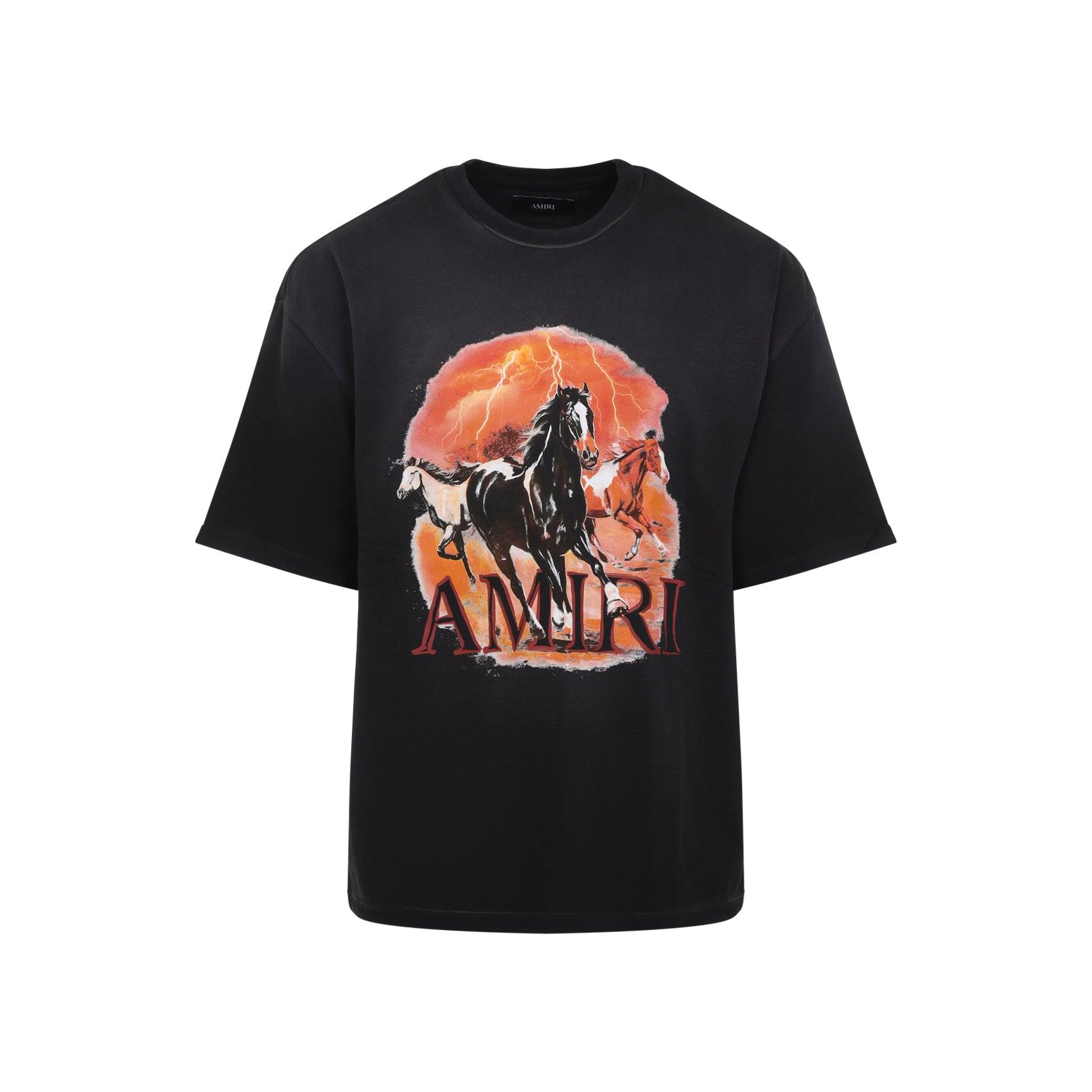 AMIRI Graphic Print Oversized Crewneck T-shirt Shirt In Black Product Image