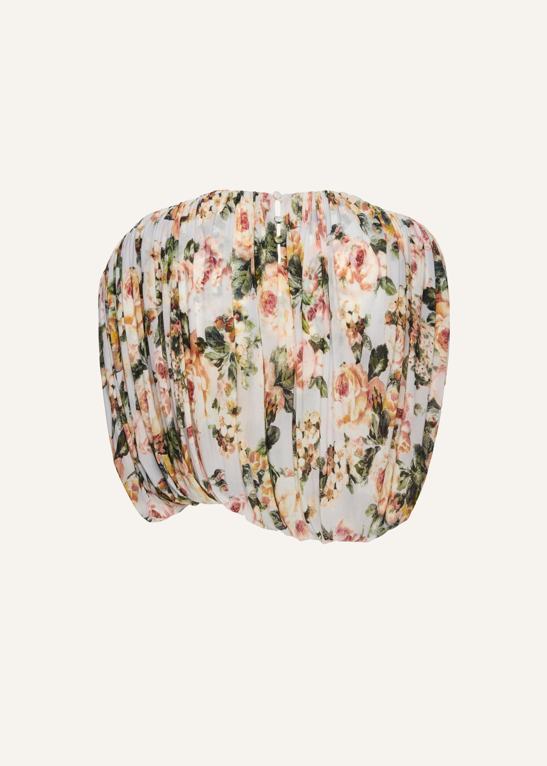 Sleeveless ruched bubble top in floral print Product Image