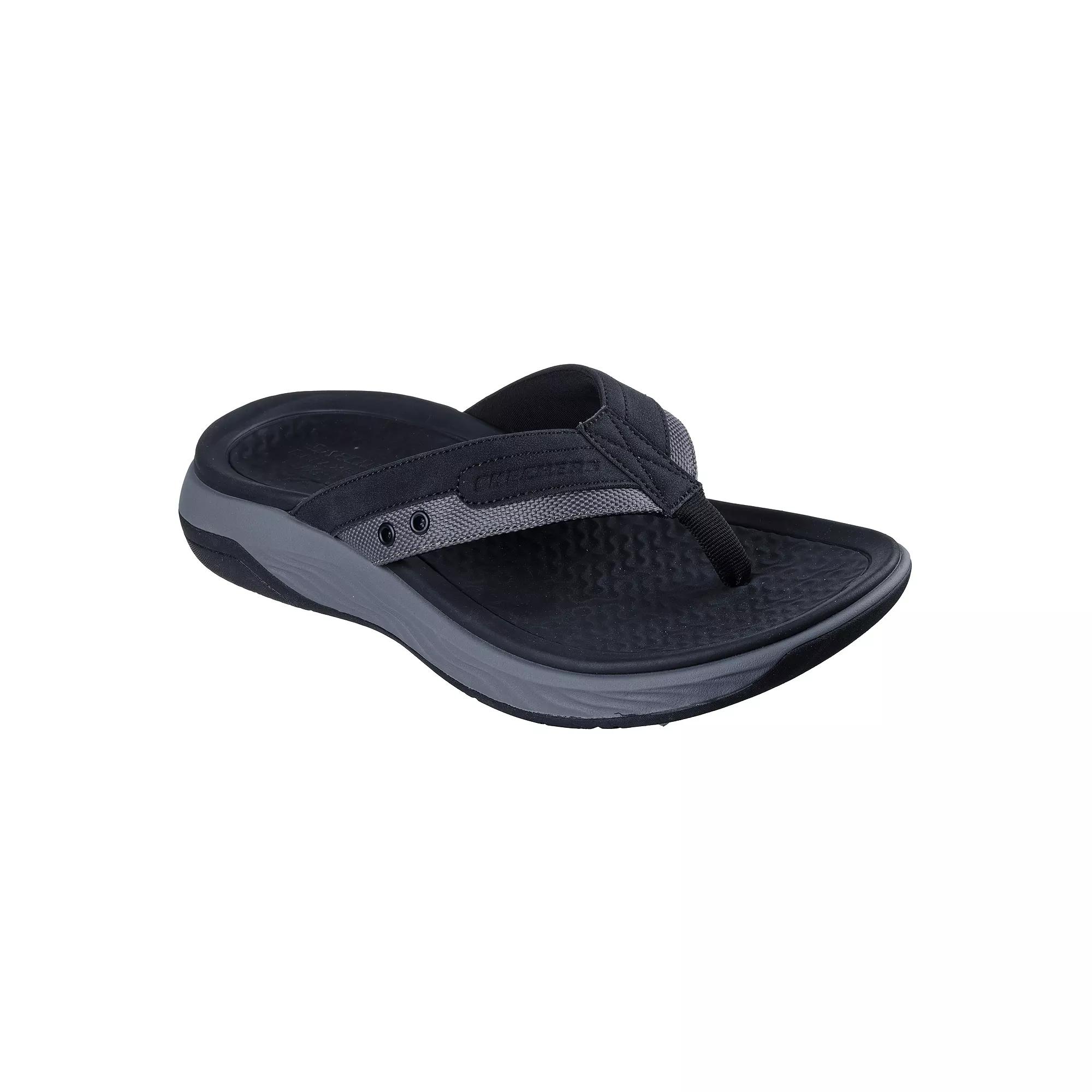 Skechers Relaxed Fit® Silva Falco Men's Thong Sandals, Size: 12, Black Product Image