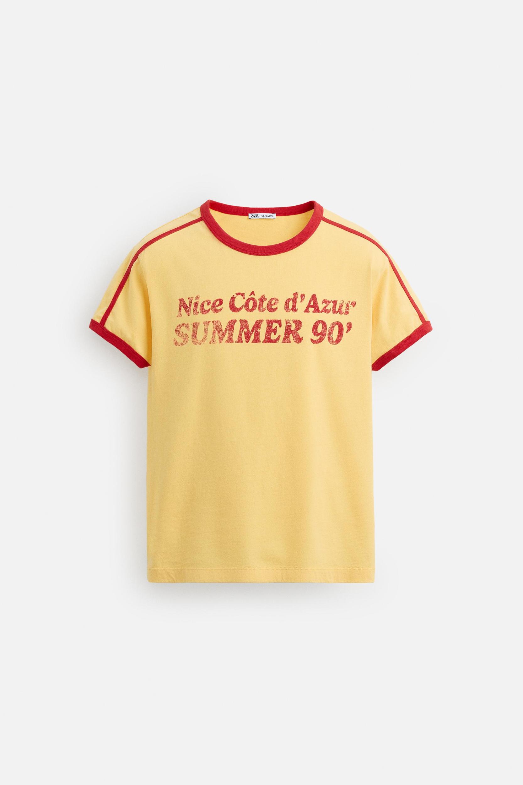 CONTRAST RIB TEXT T-SHIRT Product Image