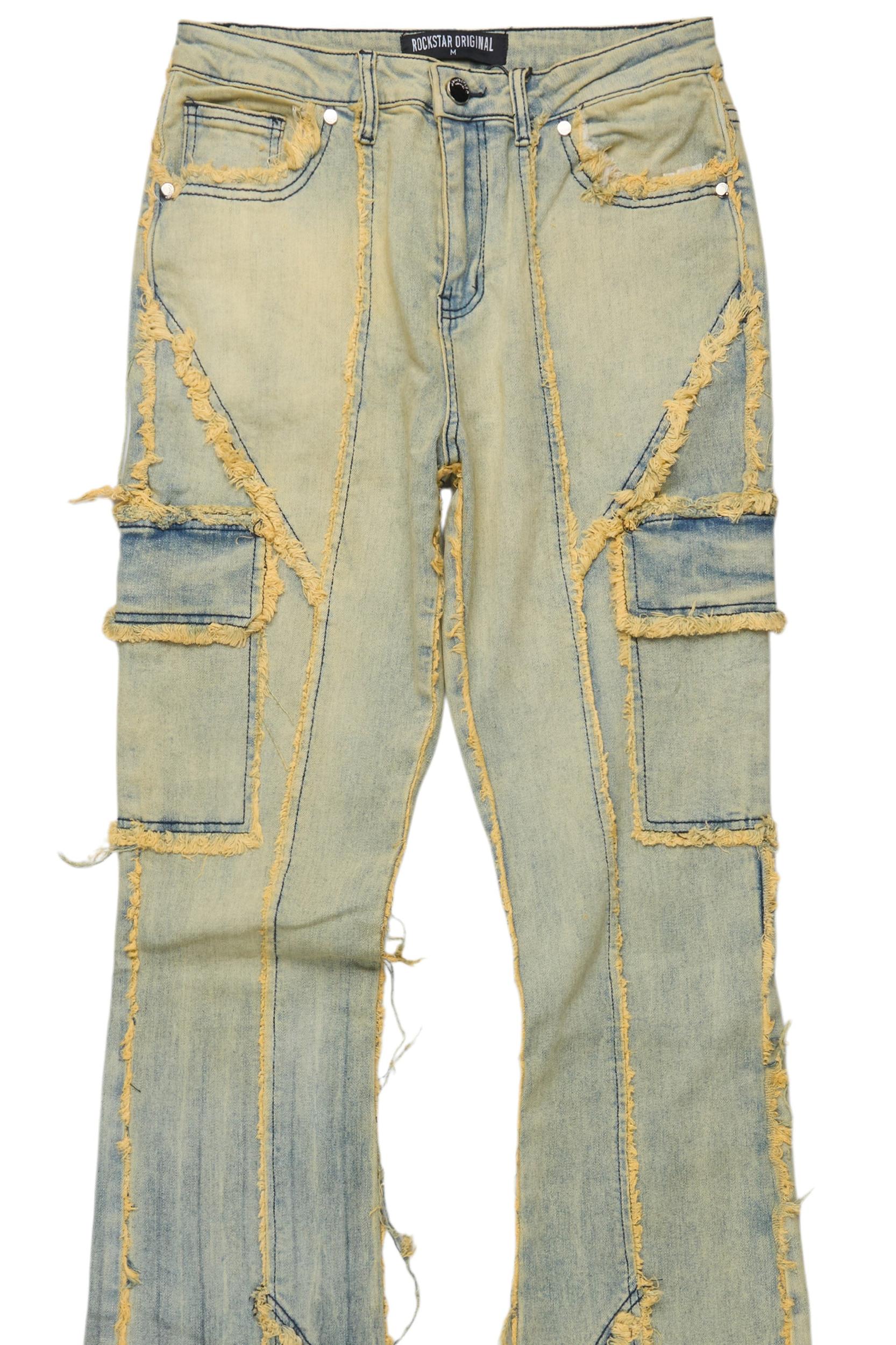 Keshia Dirty Blue Wash Stacked Flare Jean Female Product Image