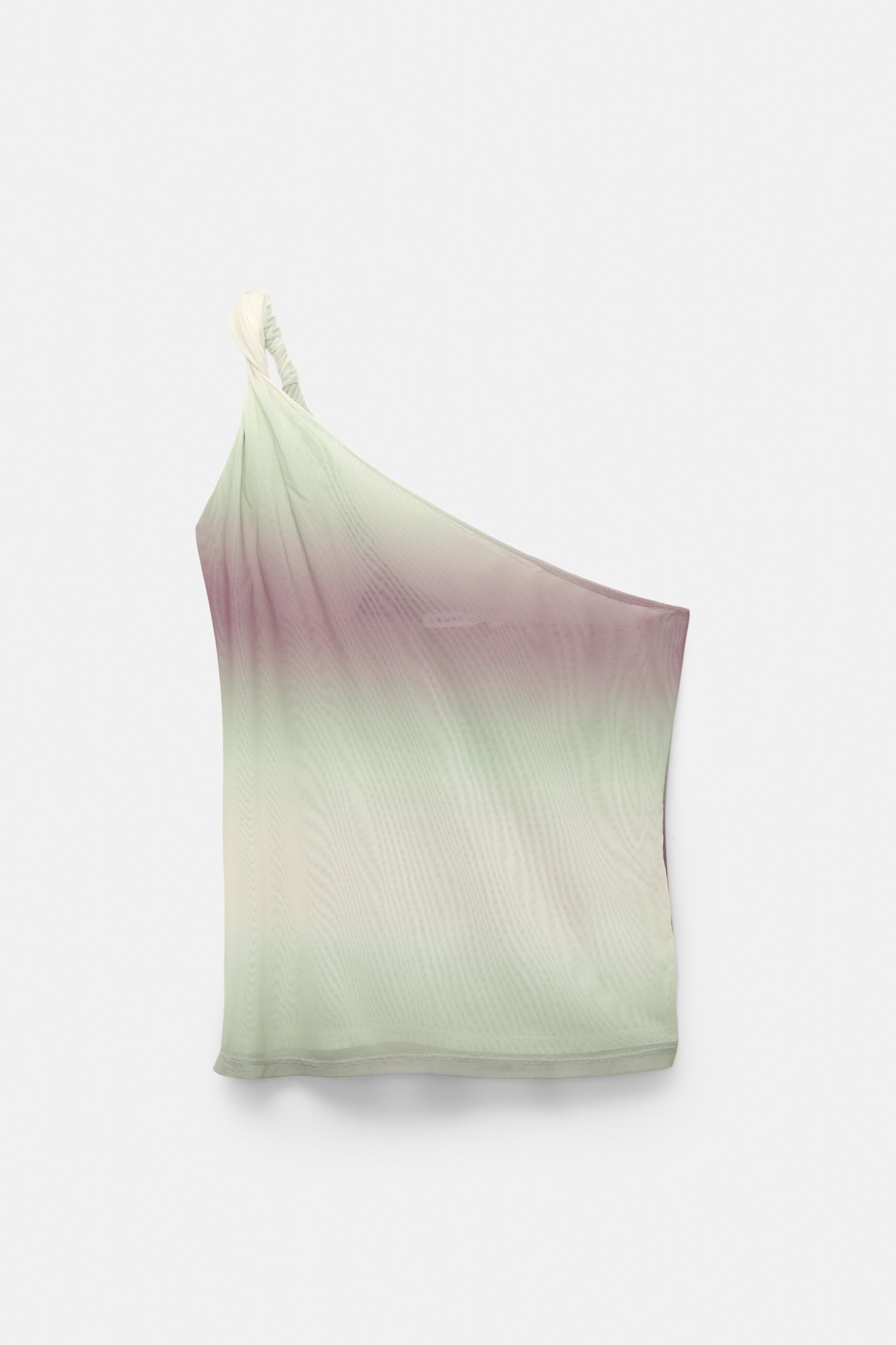 Asymmetric tulle top with a knotted strap Product Image