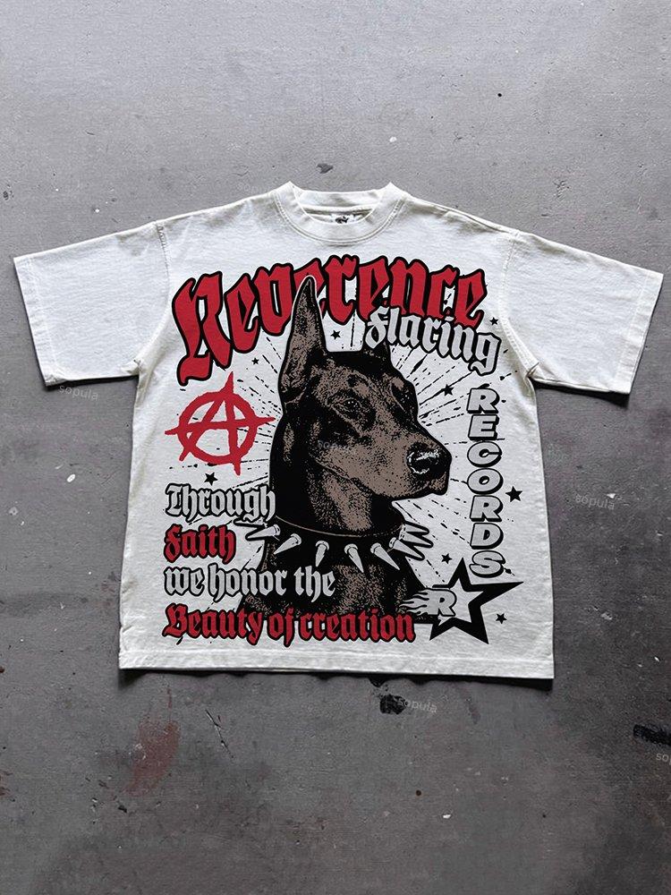 Doberman Retro Old Graphic Cotton T-Shirt Product Image