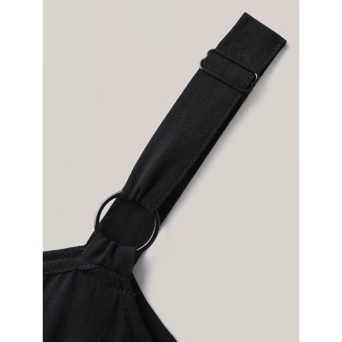 Plus Size Cotton Crochet Floral Stretchy Waist Midi Dress Black Women Non Sleeveless Curvy BloomChic 30/6X Product Image