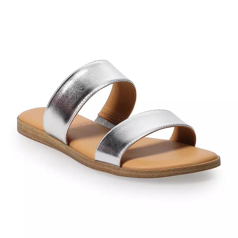 LC Lauren Conrad Sunstone Women's Slide Sandals, Size: 10, Silver Product Image