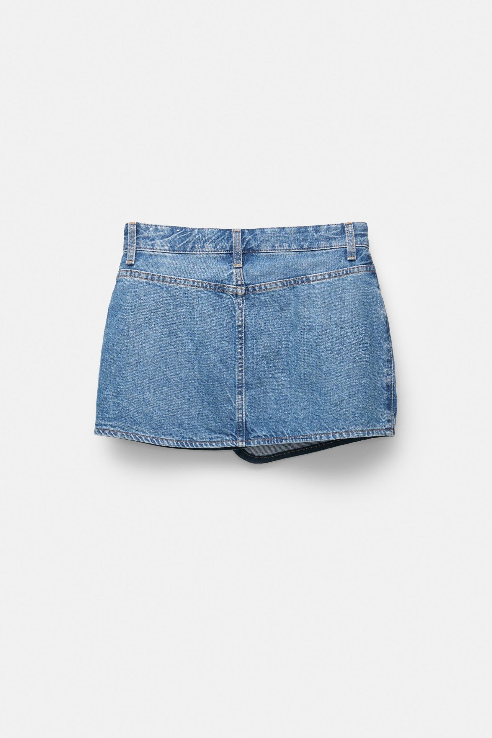 Crossover denim mini skirt Product Image
