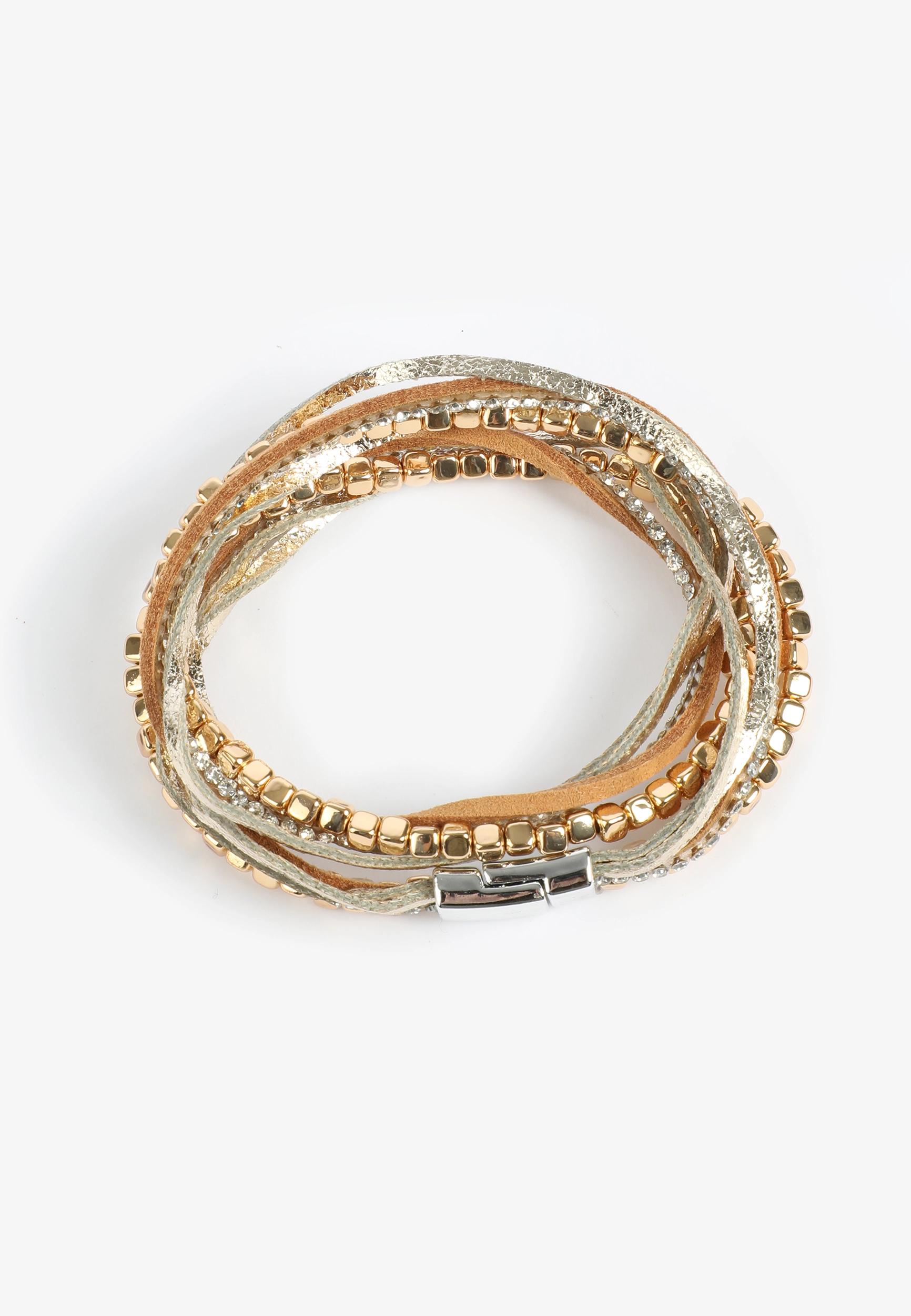 Neutral Beaded Multi Row Magnetic Bracelet Product Image