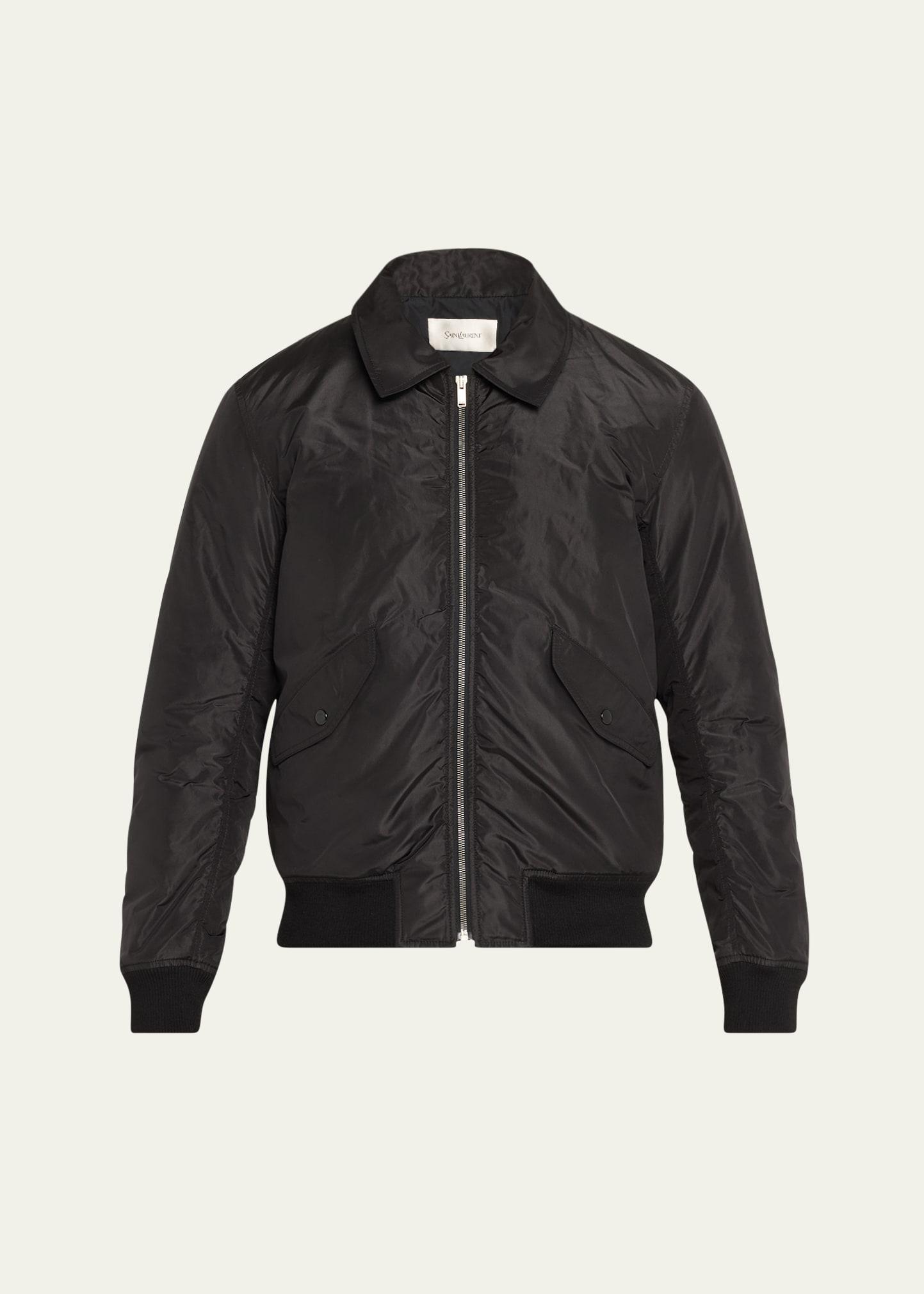 Mens Taffeta Shirt-Collar Bomber Jacket Product Image