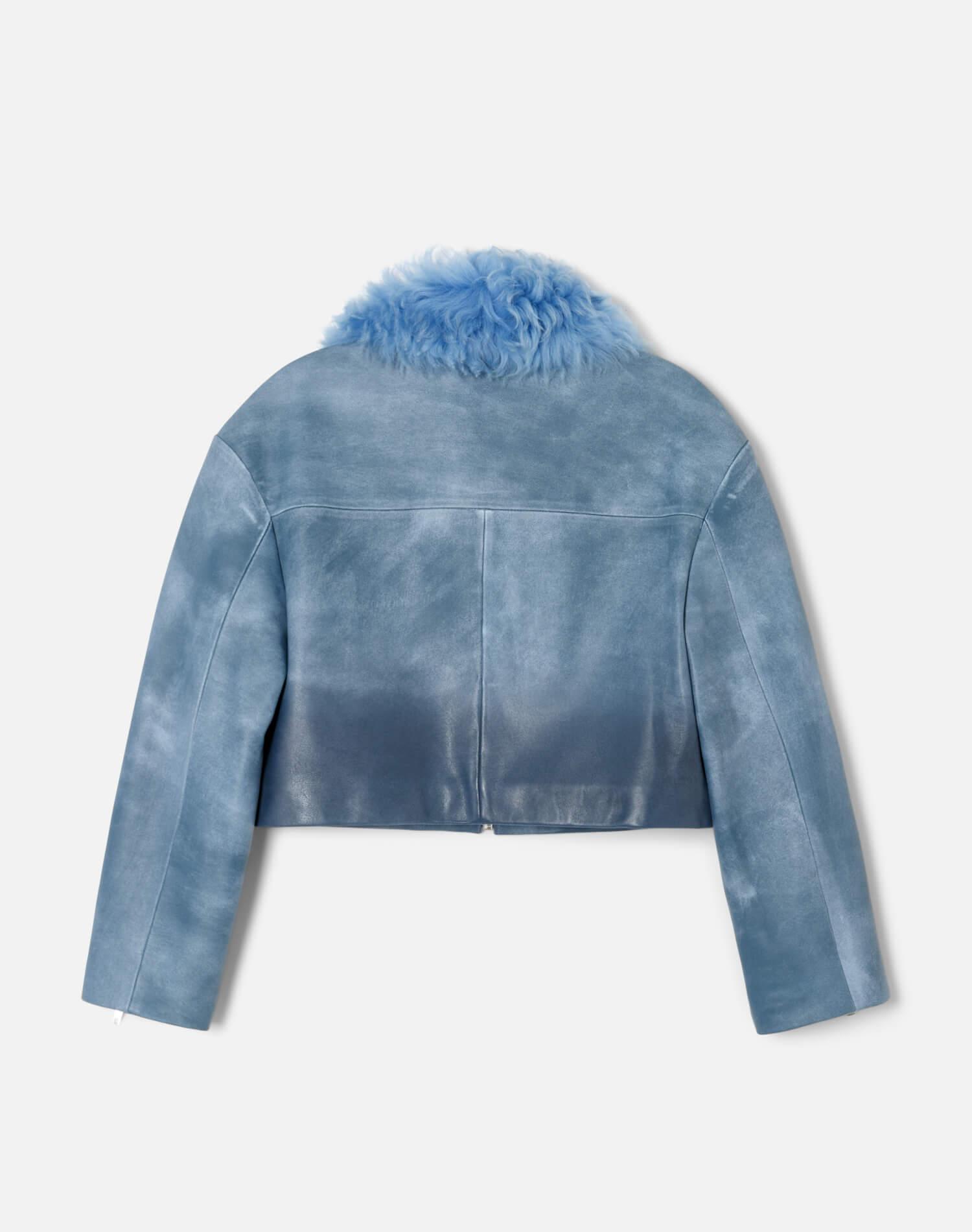 Distressed Aviator Shearling - Stone Blue Product Image