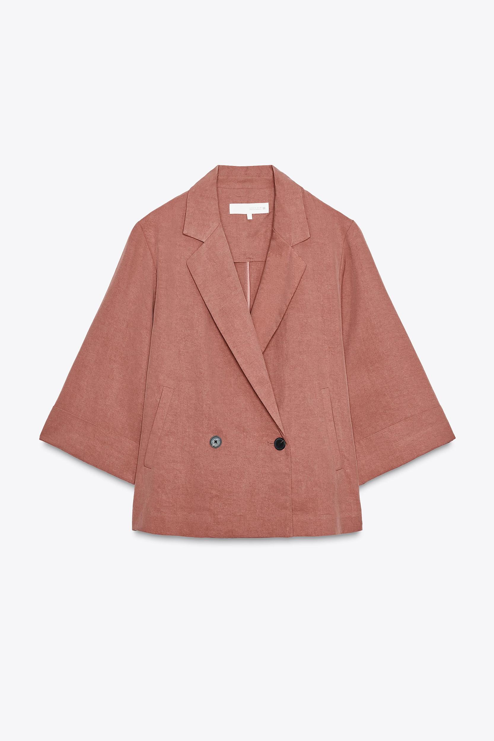DOUBLE-BREASTED FRENCH SLEEVE BLAZER Product Image