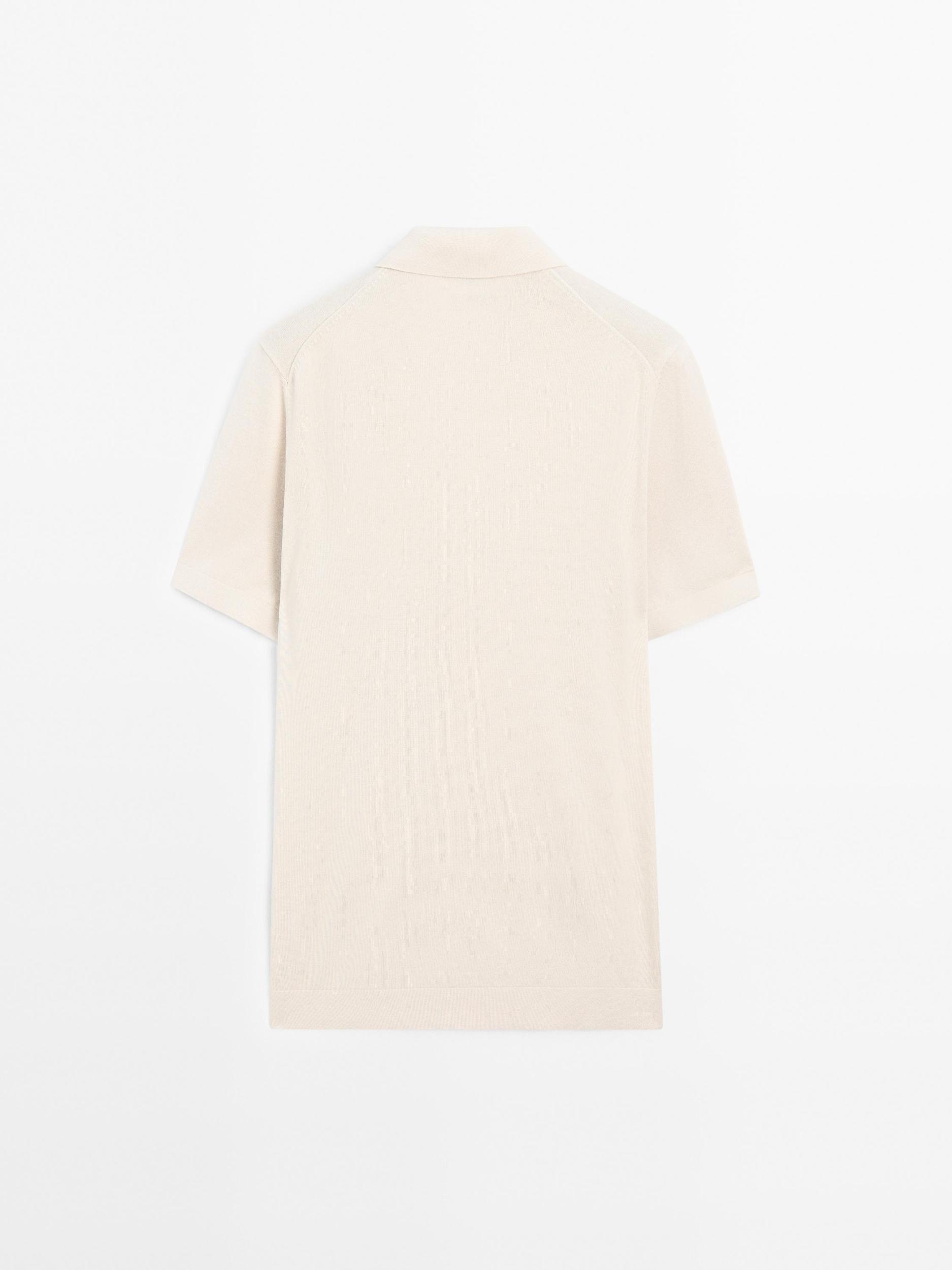 Cotton knit quarter-zip polo shirt Product Image