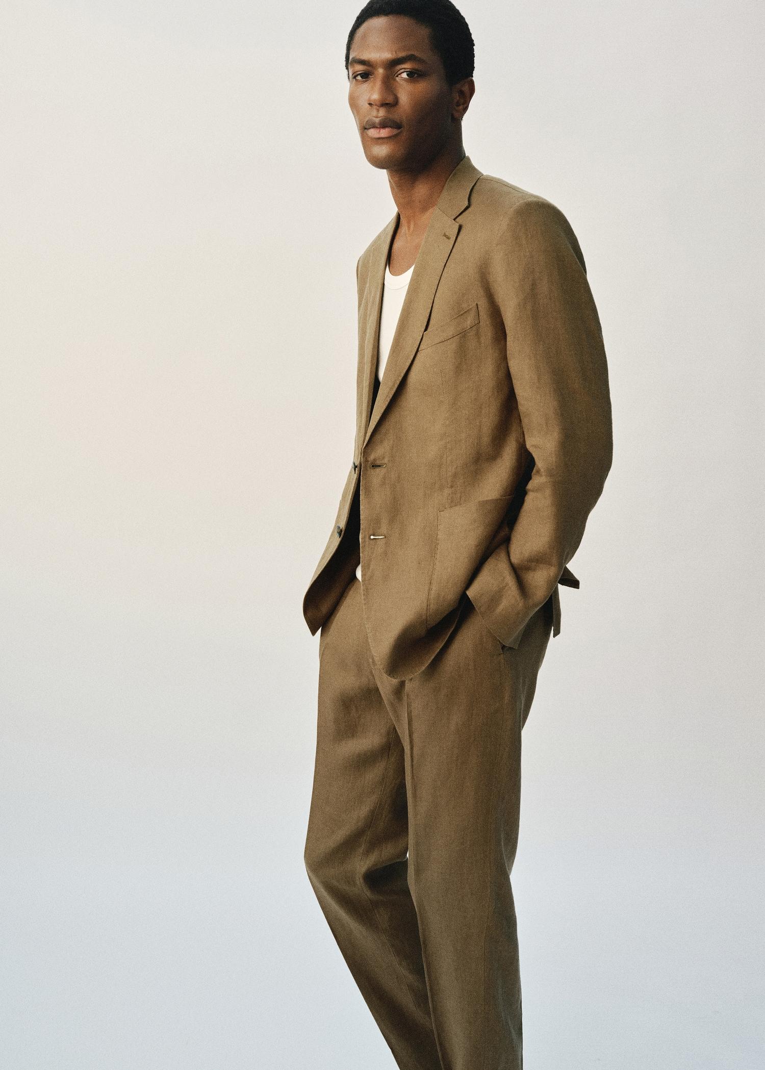 Salerno 100% Linen Slim Fit Suit Pants - Men | MANGO USA Product Image