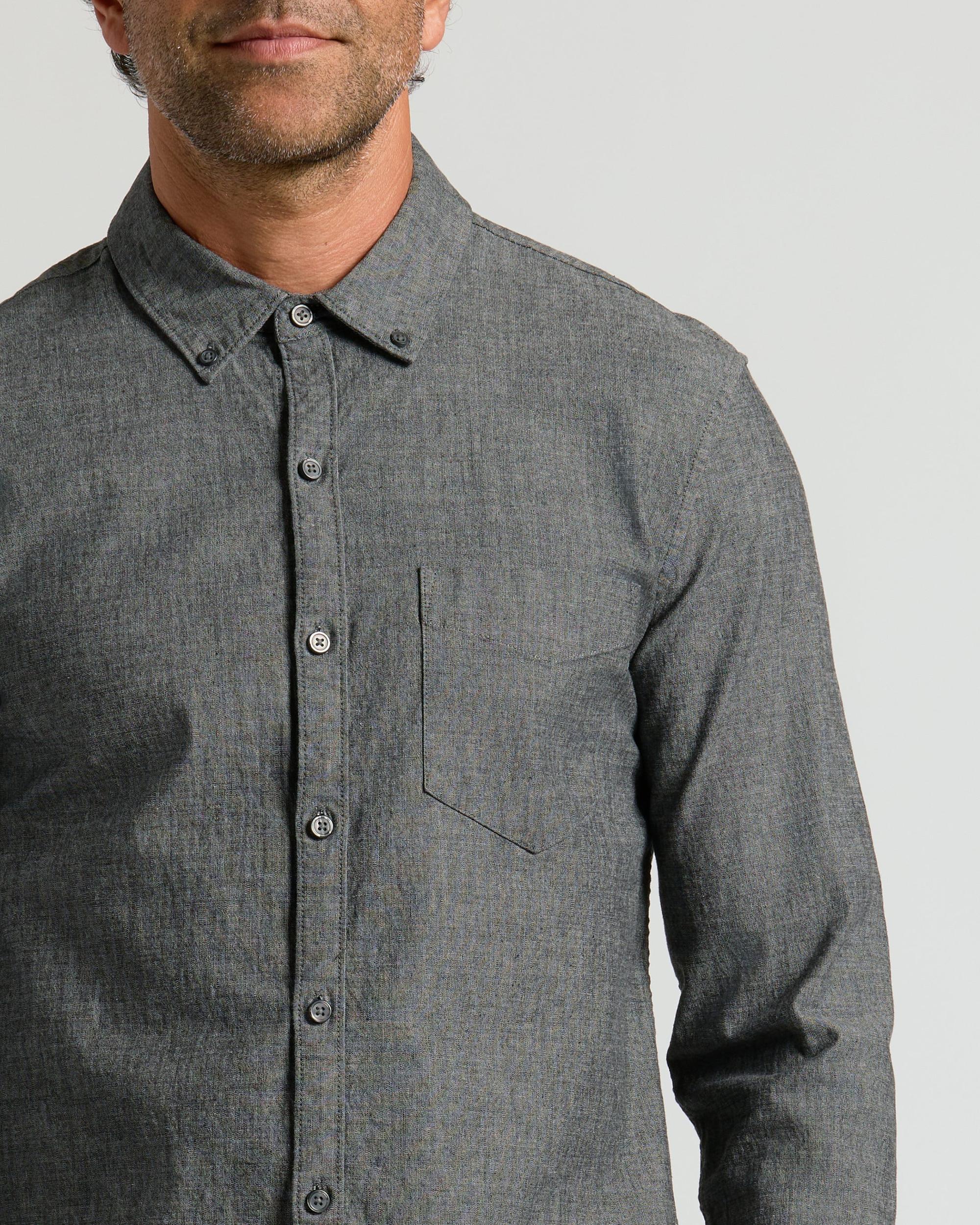 Black Wash Long Sleeve Chambray Shirt Product Image