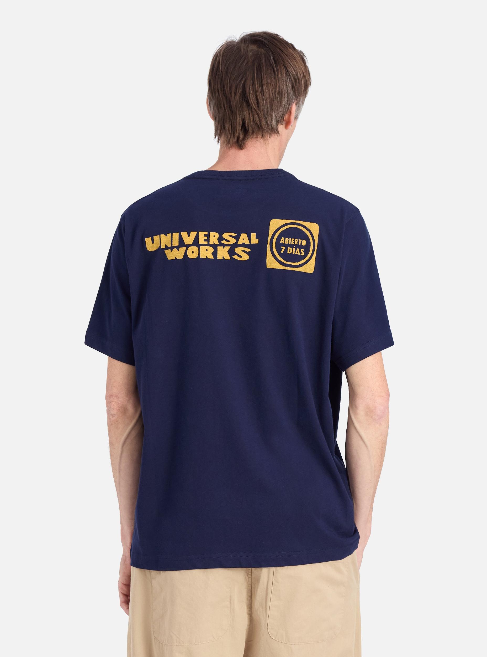 Universal Works Print Pocket Tee in Navy/Yellow Single Jersey Product Image