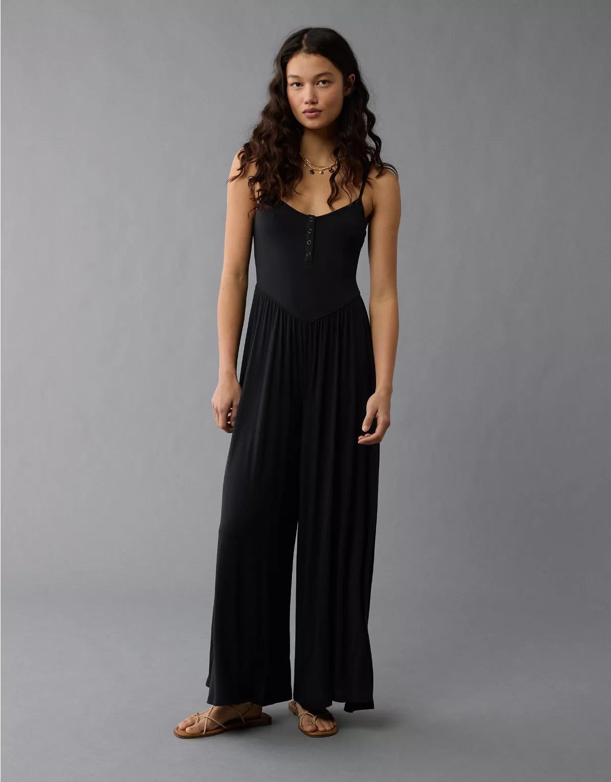 AE Knit Henley Jumpsuit Product Image