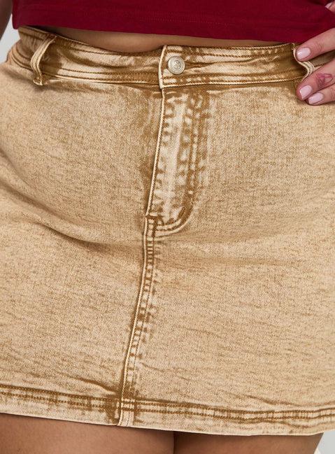 Velveta Low Rise Denim Skirt Camel Curve Product Image