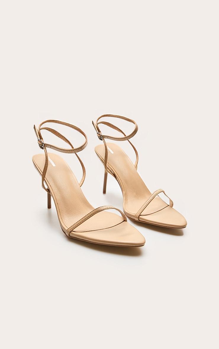 Nude Pu Point Toe Barley There Stiletto Heeled Sandals Product Image
