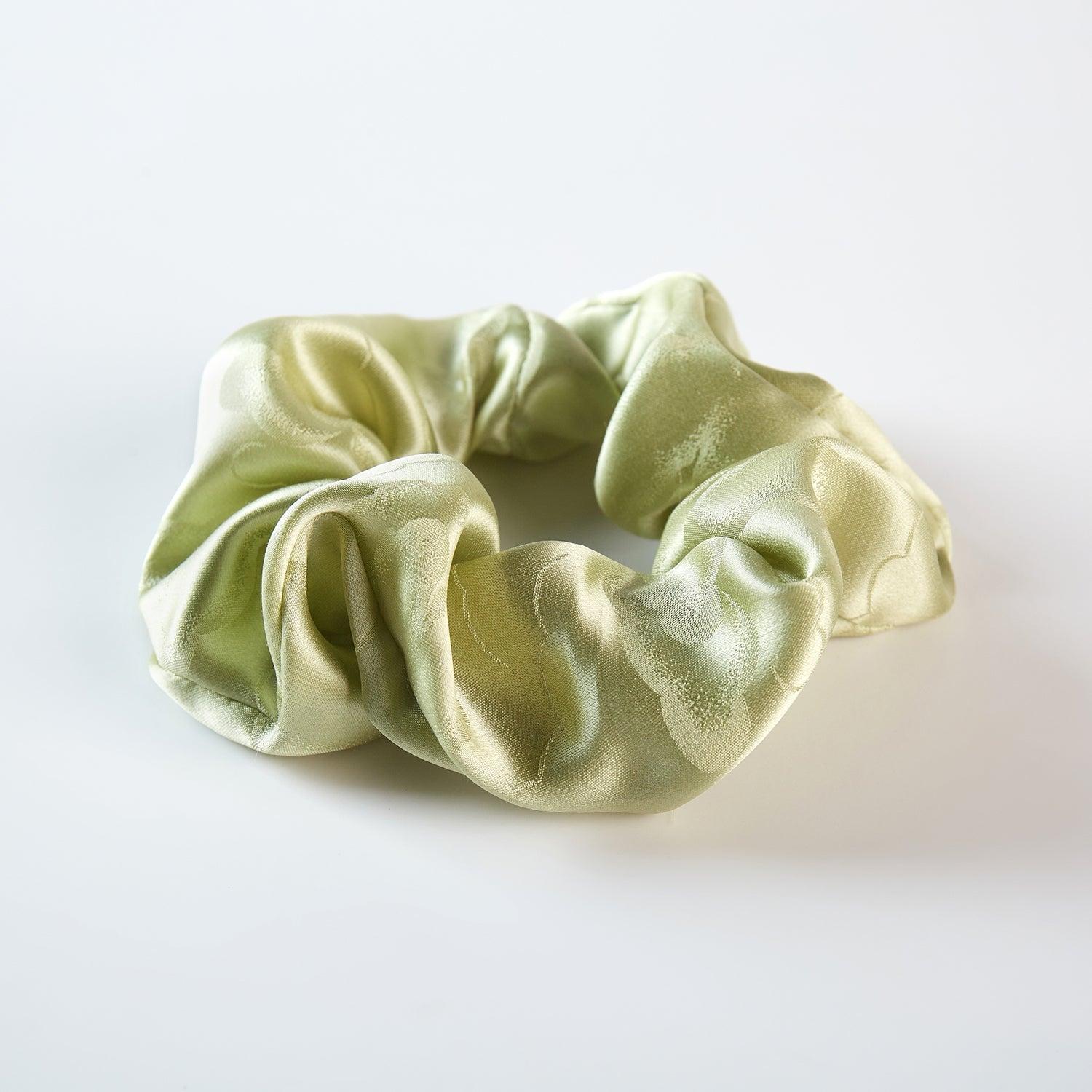 Set of 4 Pure Mulberry Silk French Scrunchie | Clouds and Rivers | Jacquard Silk & Tea Silk | 2 inch | 20 Momme | Brush Collection Product Image