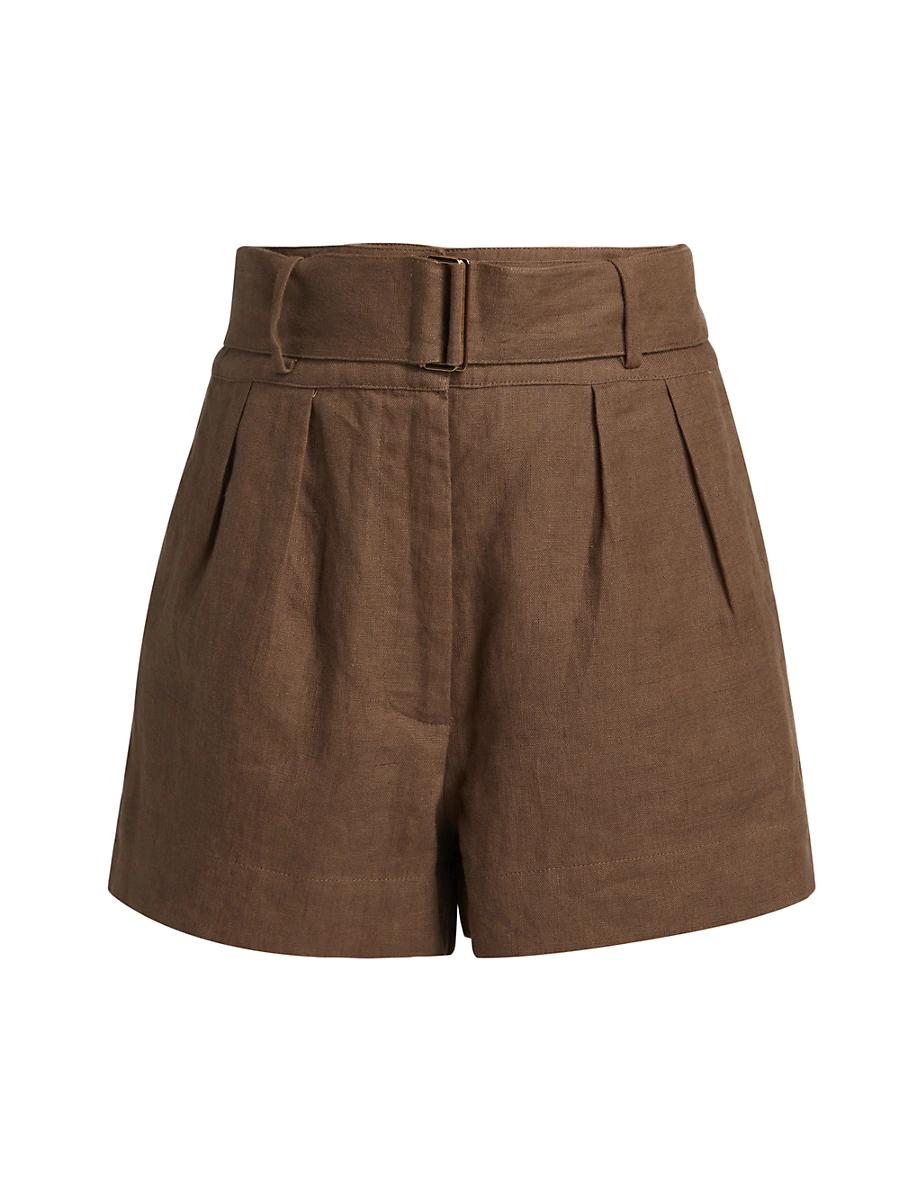 Womens Zinna Belted Linen Shorts Product Image