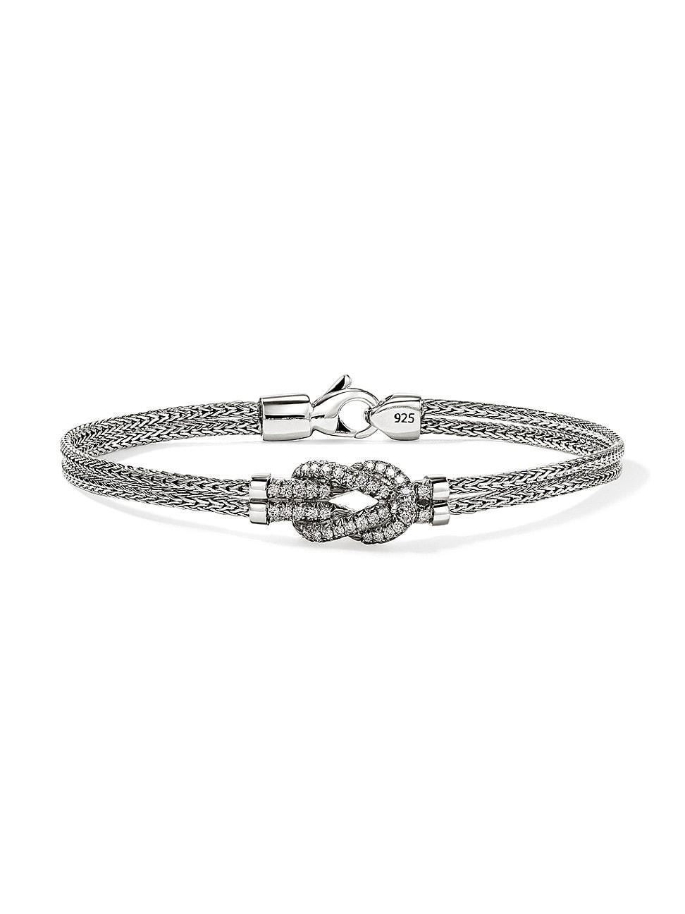 Womens Love Knot Sterling Silver & 0.30 TCW Diamond Bracelet Product Image