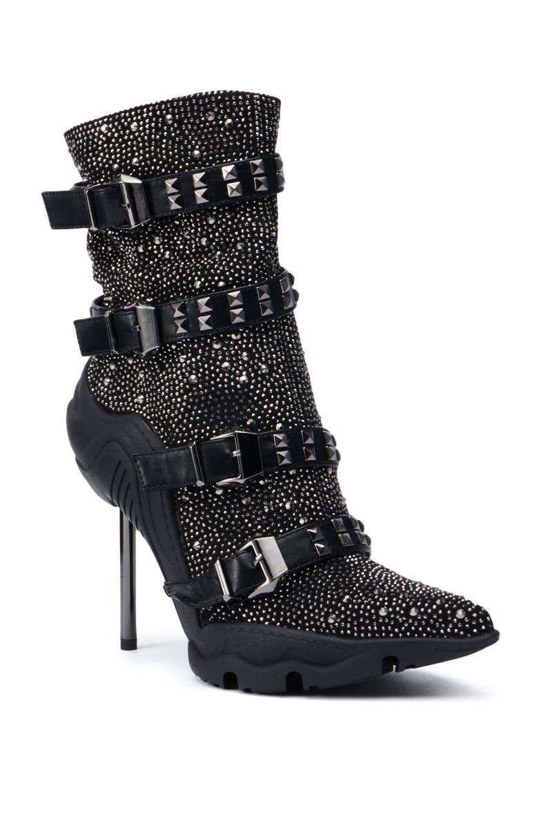 AZALEA WANG EMBELLISHED BOOTIE IN BLACK Product Image