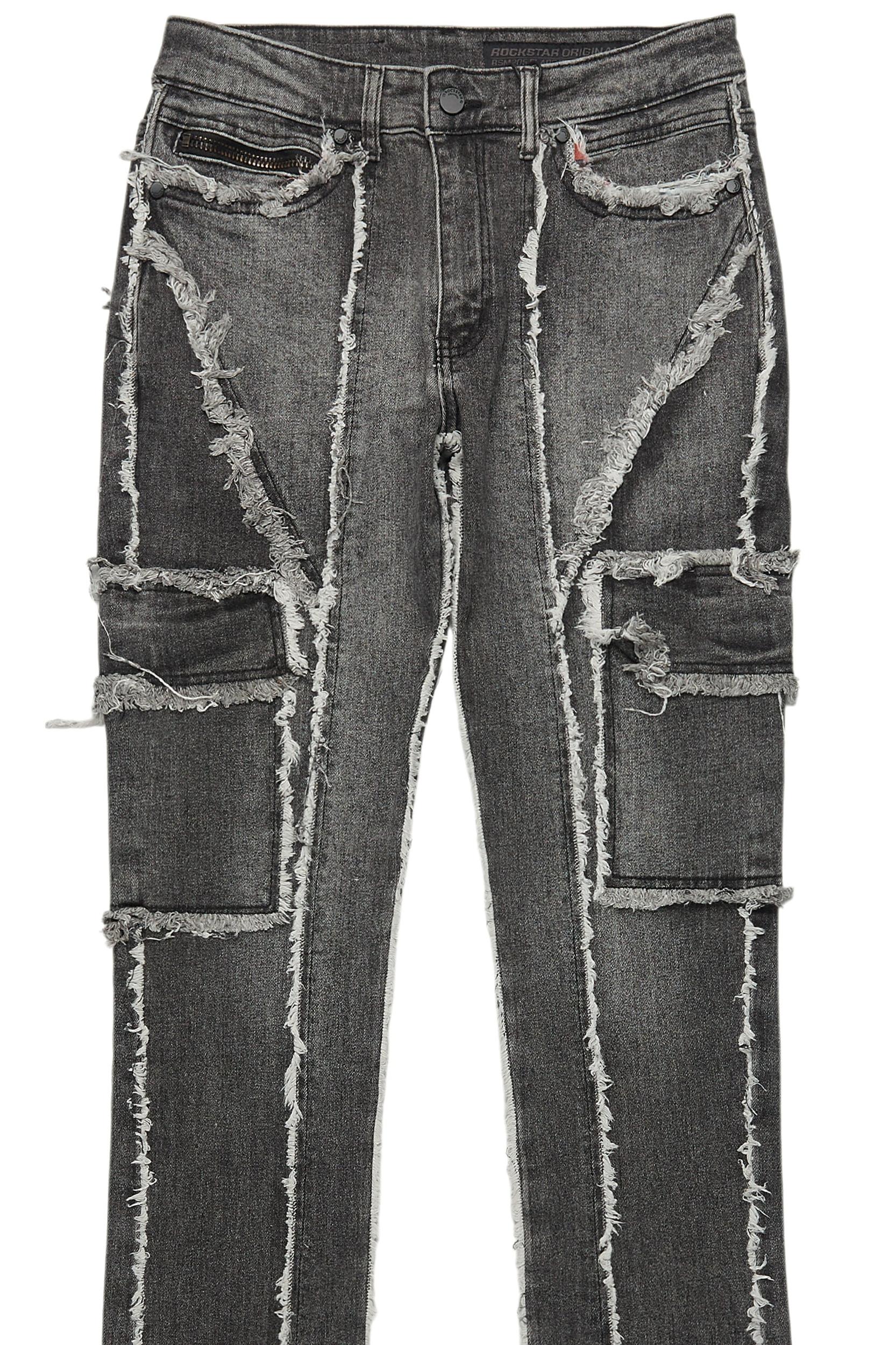 Revved Dark Grey Stacked Flare Jean Male Product Image