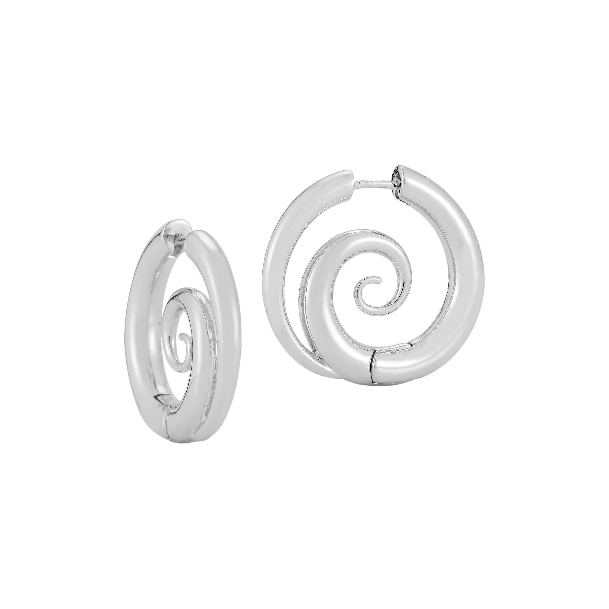WINX Spiral Hoop Earrings, Women's, Silver Tone Product Image