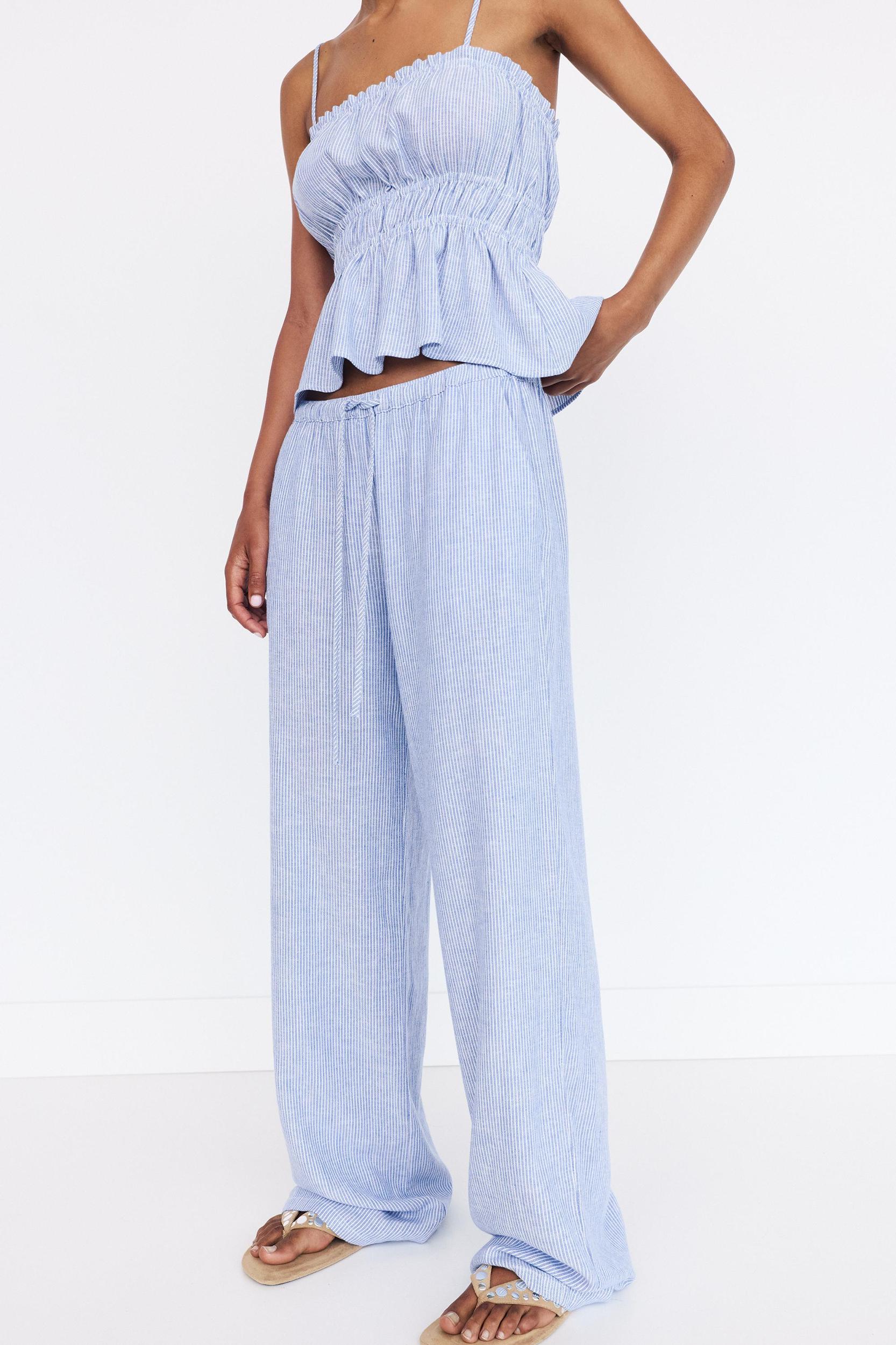 Striped pajama-style pants Product Image