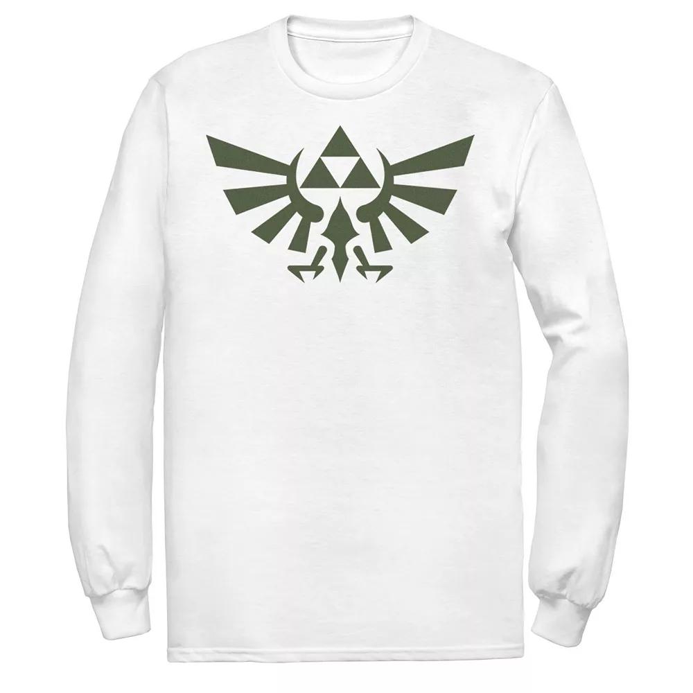 Mens Nintendo Zelda Hyrule Crest Triforce Black Out Logo Long Sleeve Tee Product Image