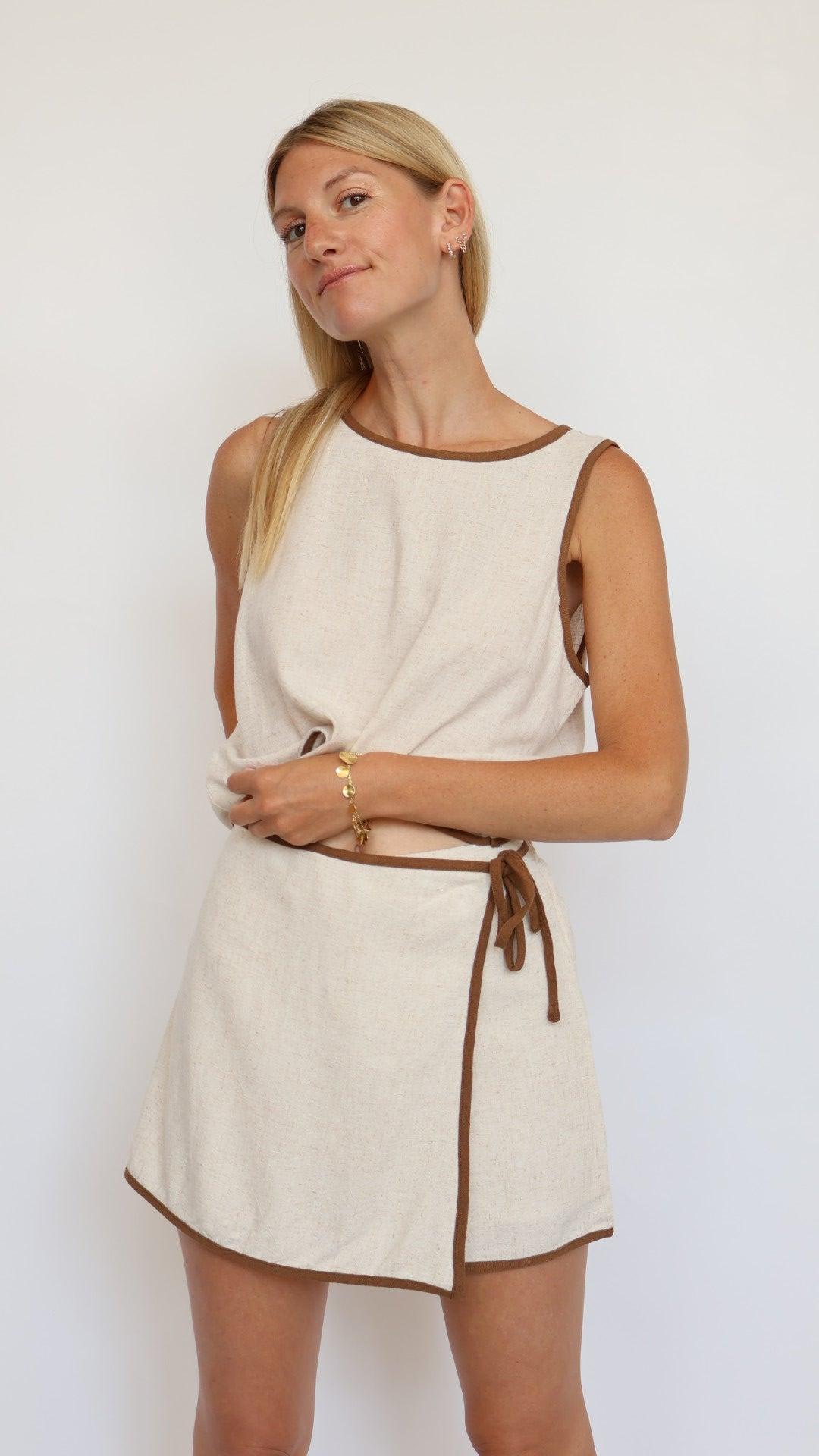 Contrast Piping Wrap Mini Skort Product Image