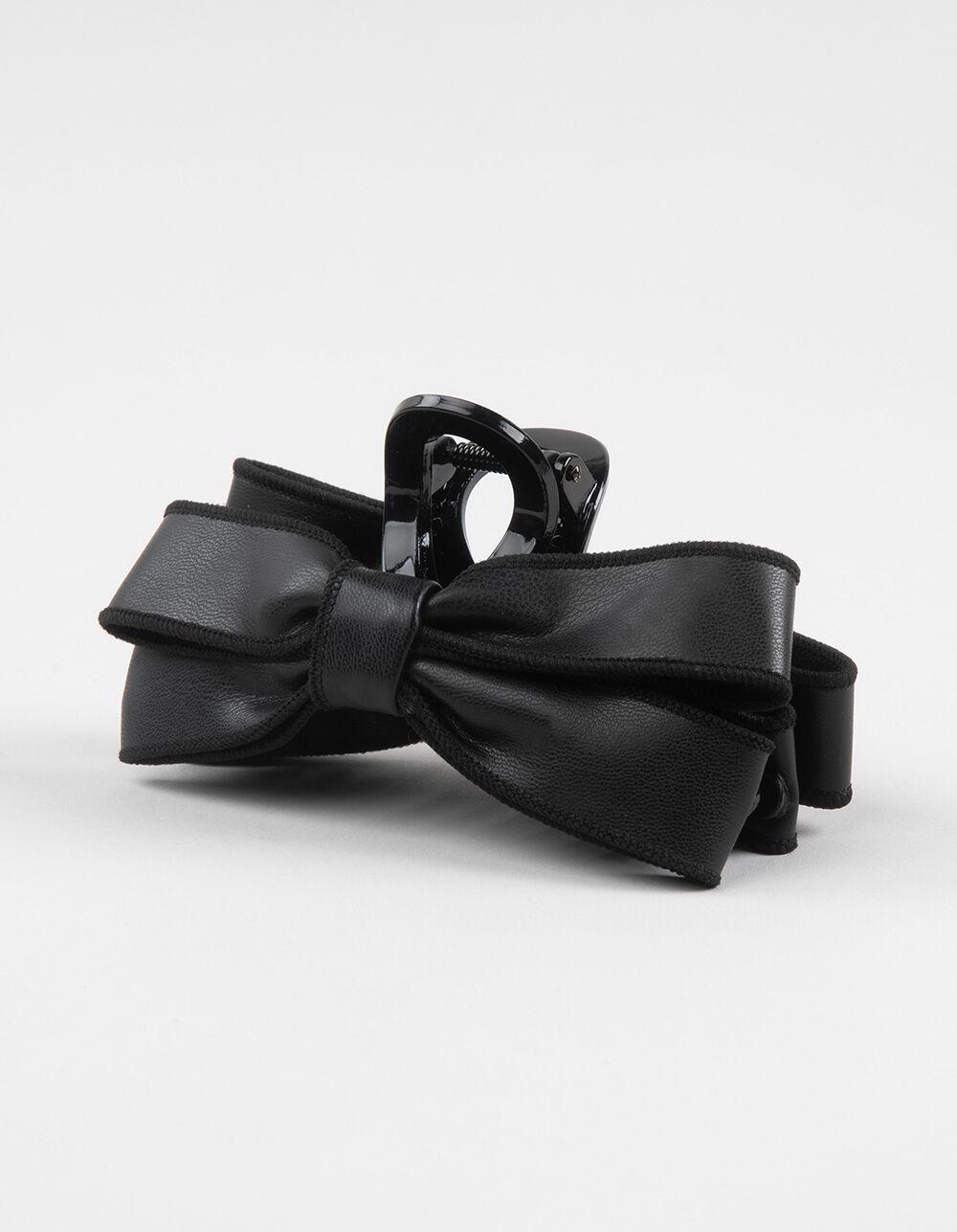 FULL TILT Faux Leather Bow Claw Clip - BLACK Product Image