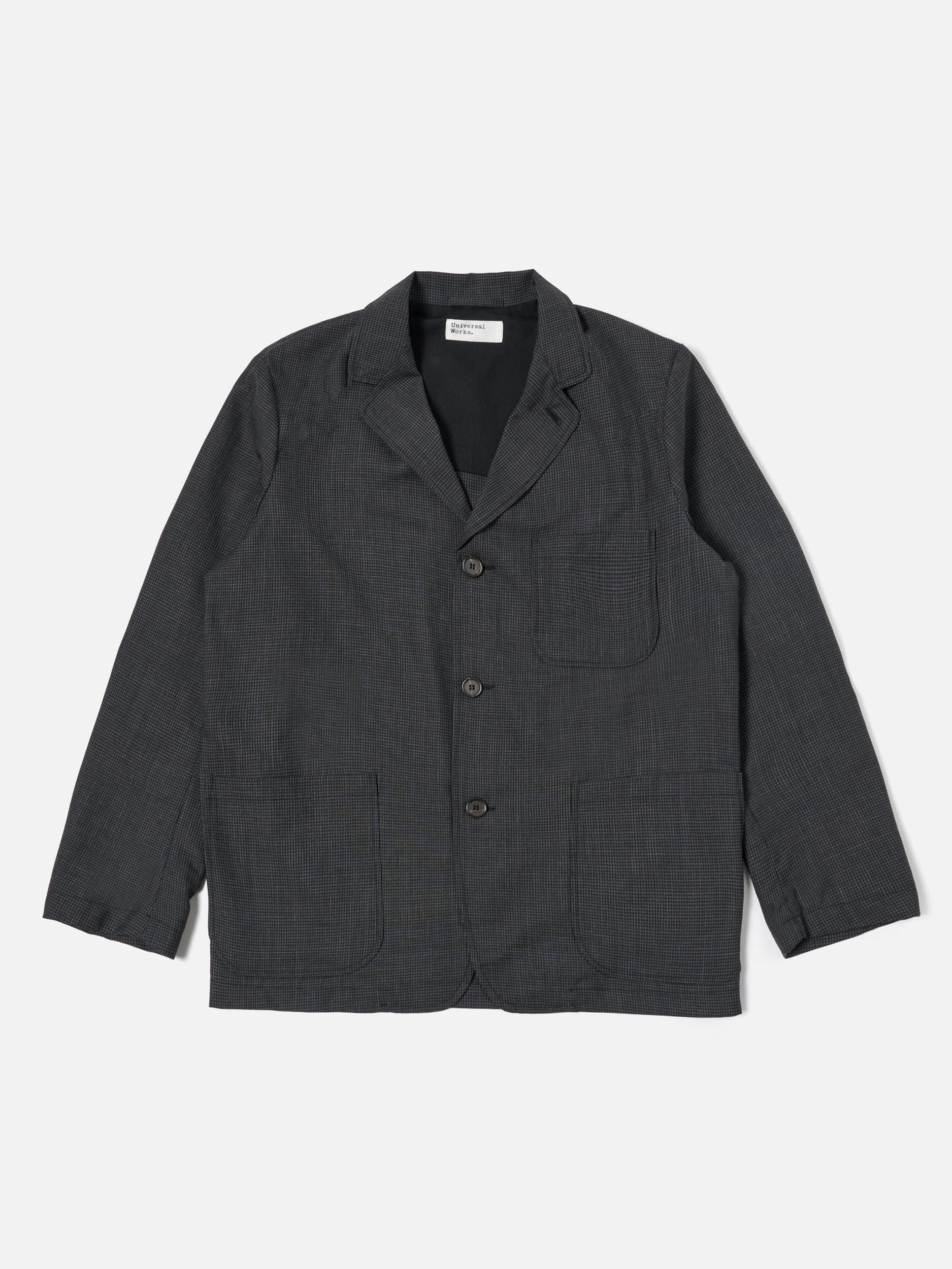 Black Mini Check Three Button Jacket Product Image
