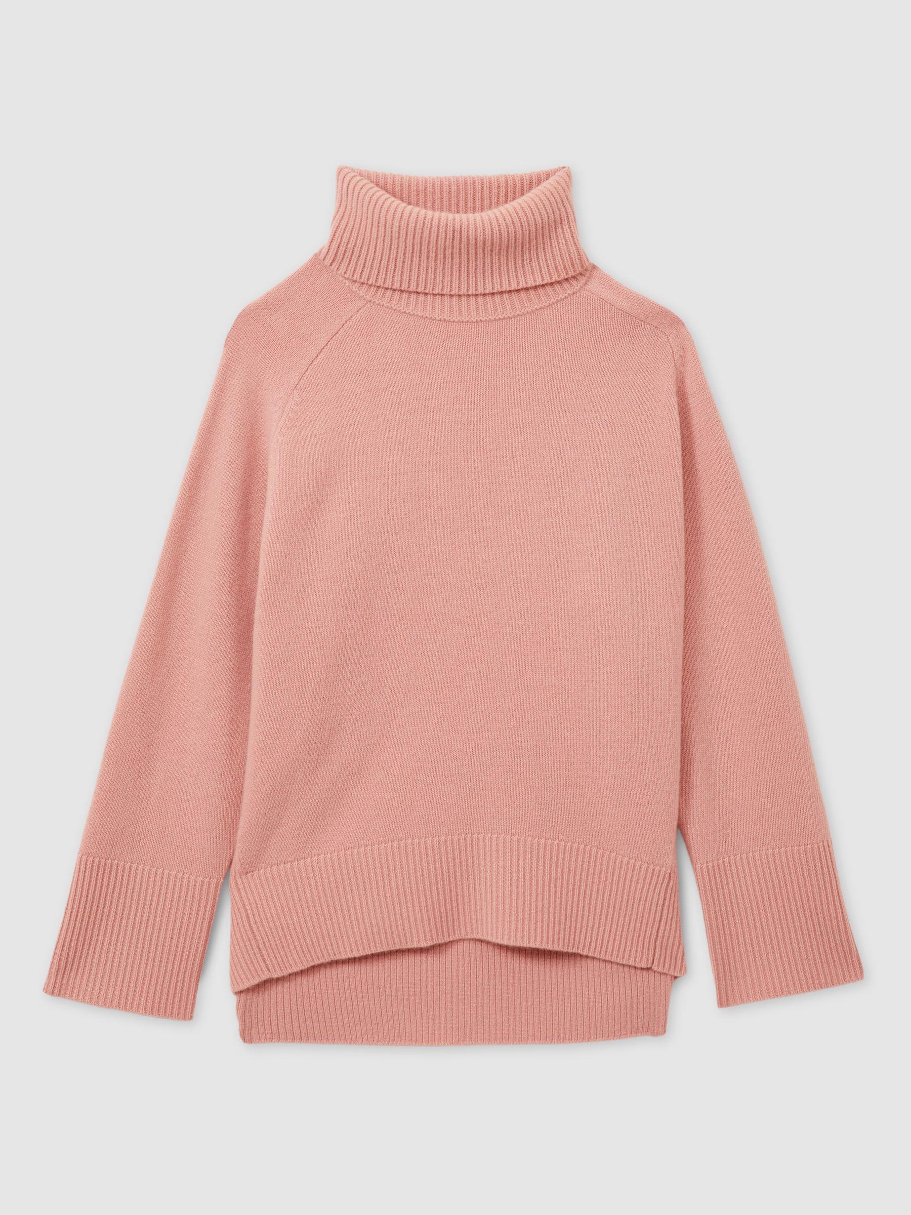 Wool-Cashmere Roll-Neck Jumper in Soft Pink Product Image