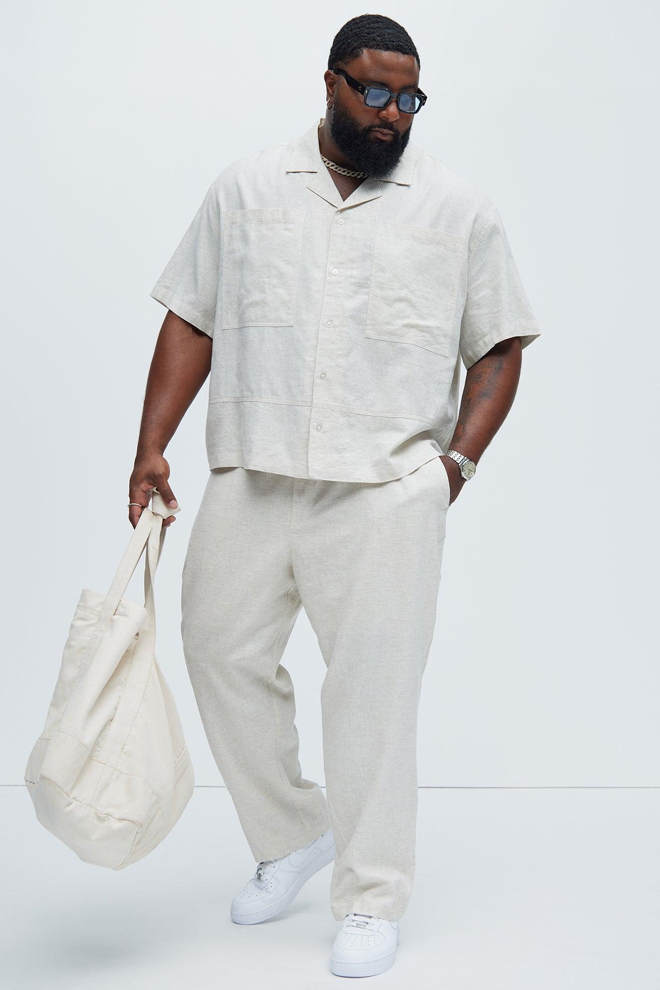 Bahamas Linen Cuban Boxy Shirt - Oatmeal Product Image