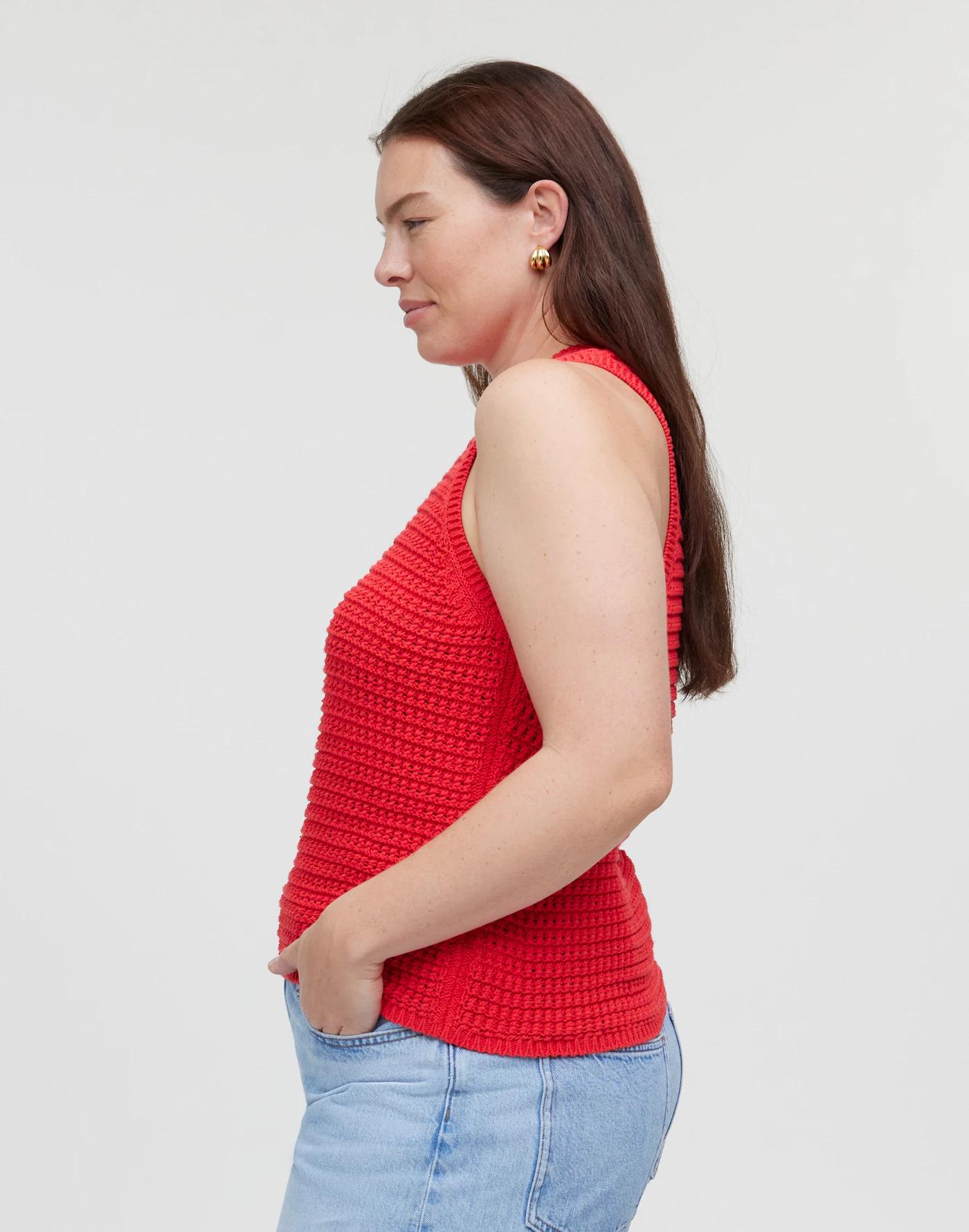 Crochet-Knit Crewneck Sweater Tank Product Image