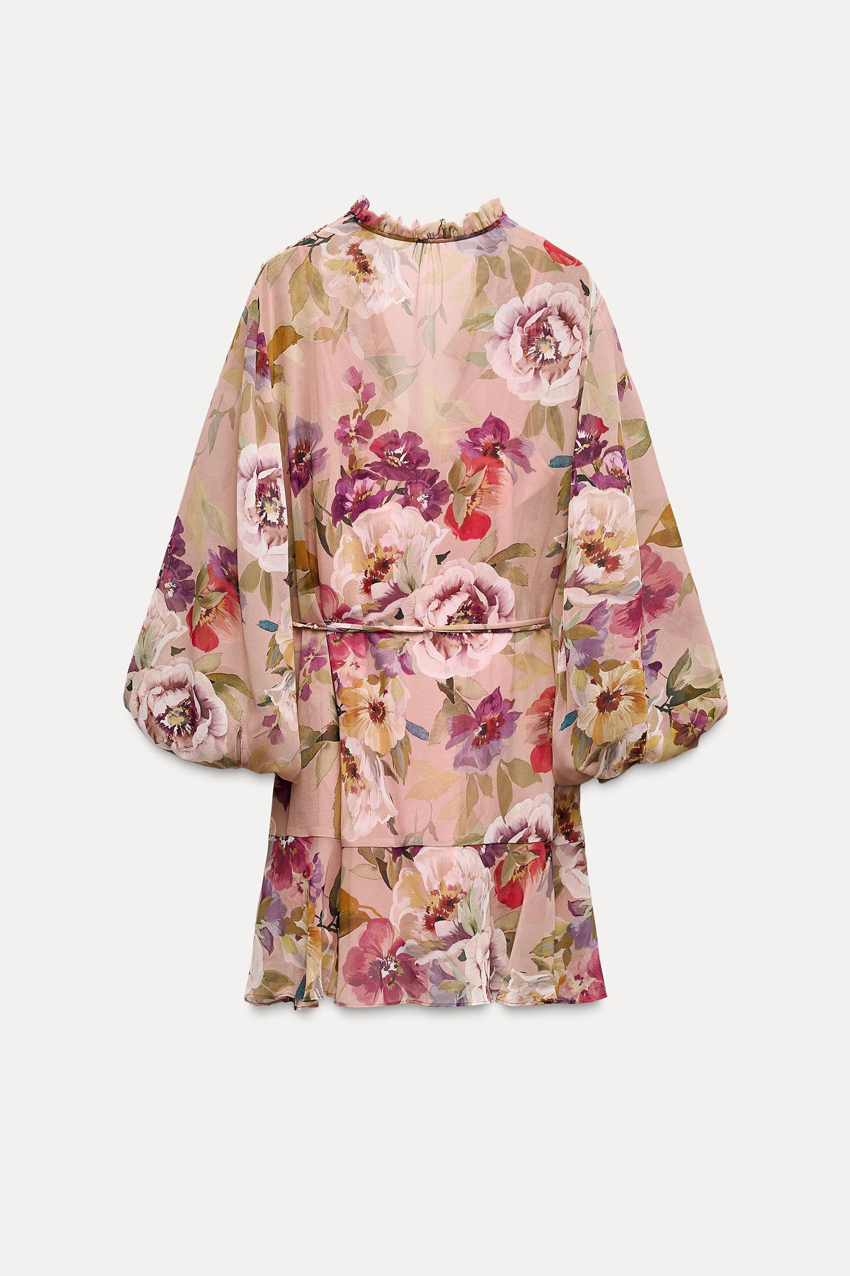 FLORAL PRINT RUFFLED MINI DRESS Product Image