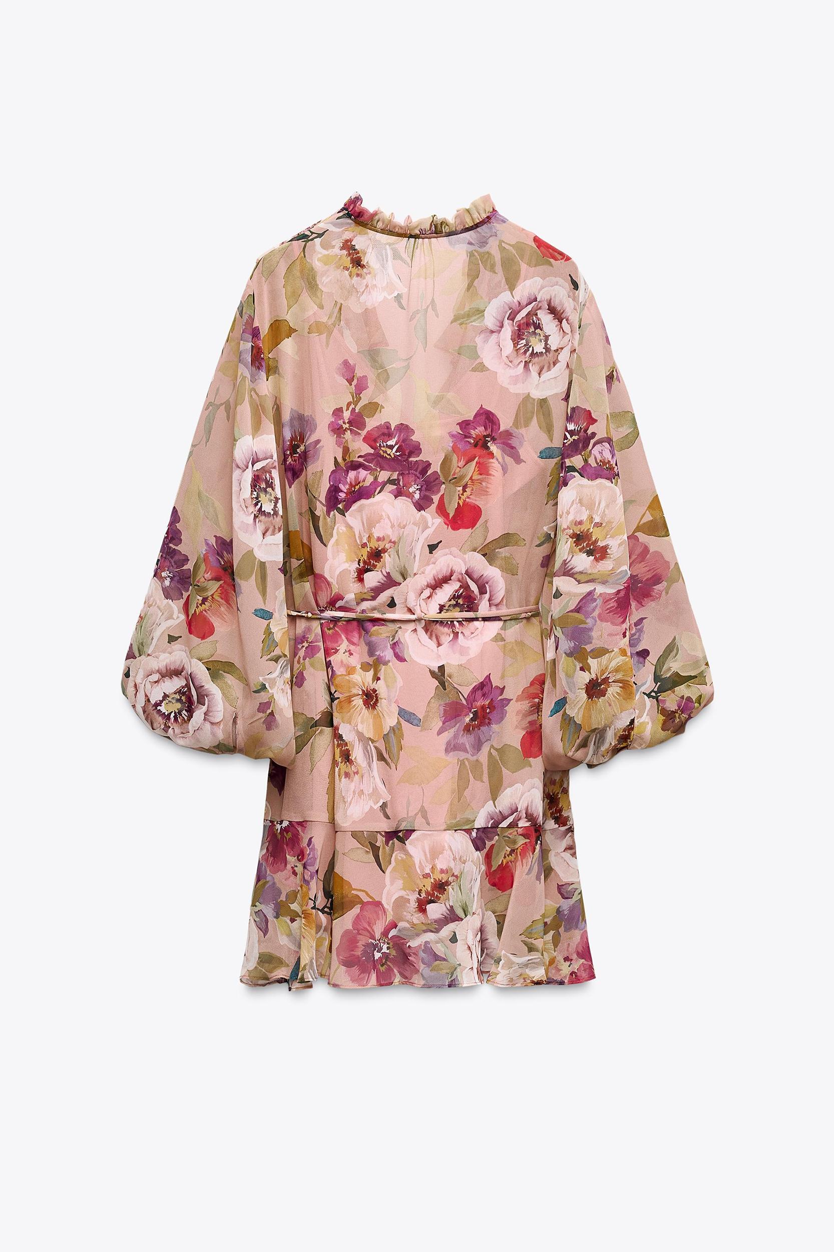 FLORAL PRINT RUFFLED MINI DRESS Product Image